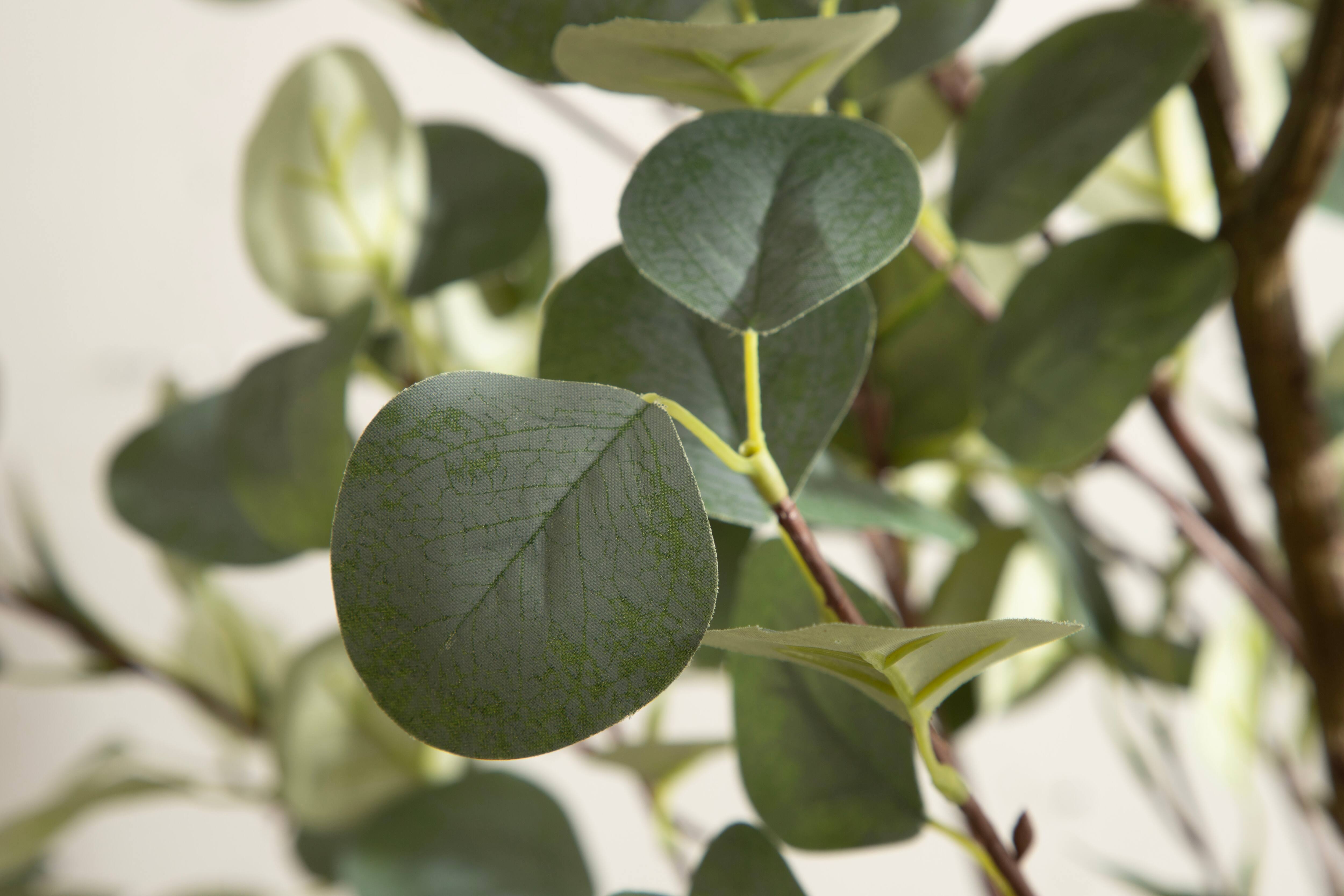 Kate and Laurel 8ft. Green Eudora Faux Eucalyptus Tree in White Planter