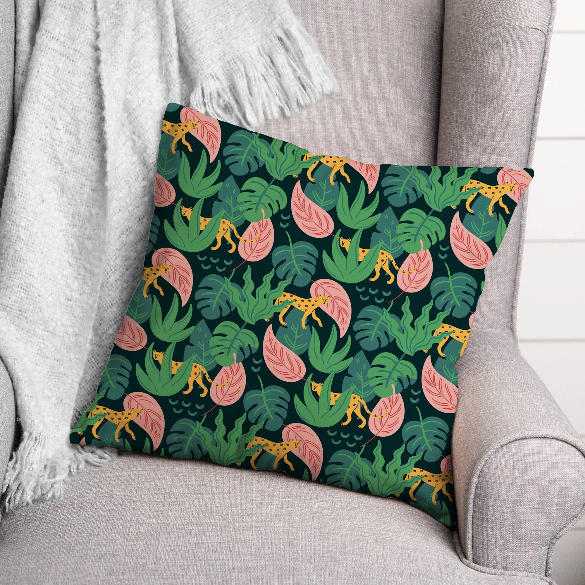 Tropical Cheetahs 18" x 18" Indoor / Outdoor Pillow