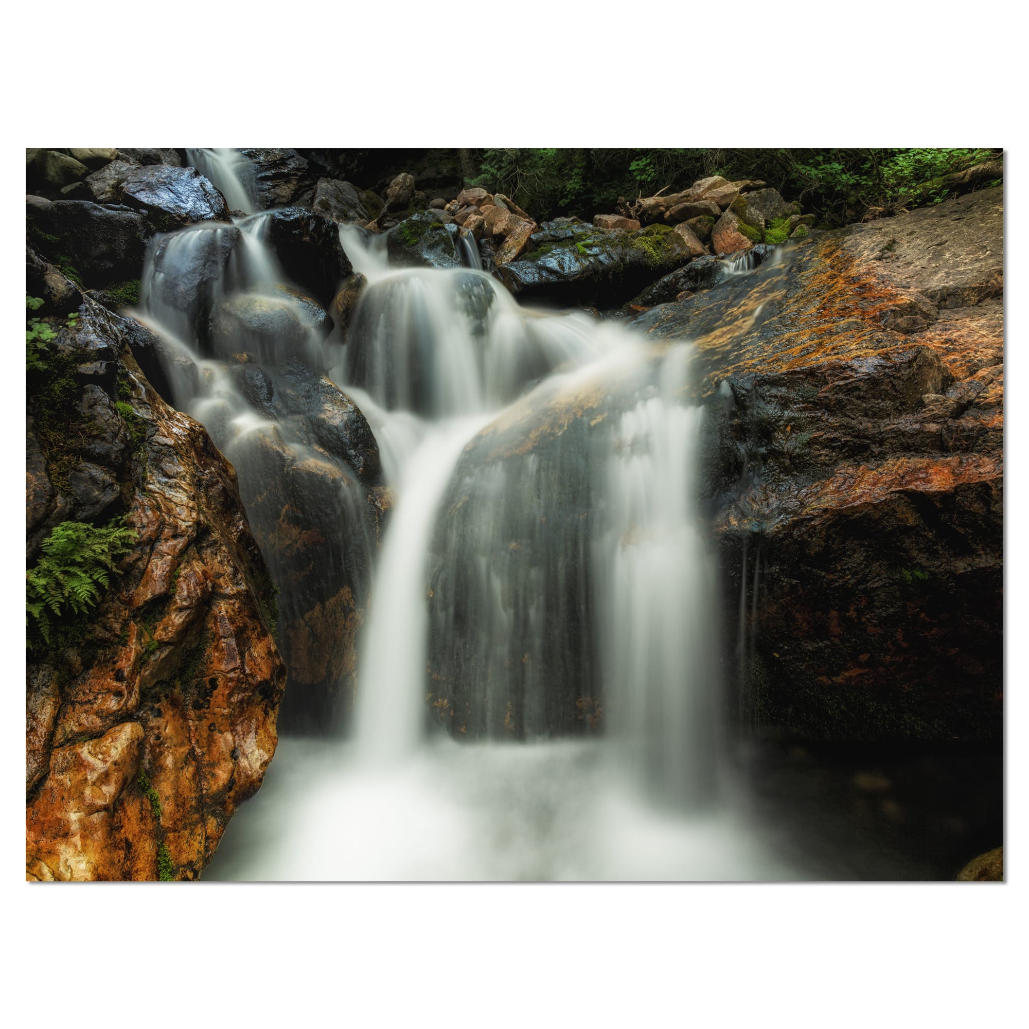 Designart - Slow Motion Waterfall on Rocks