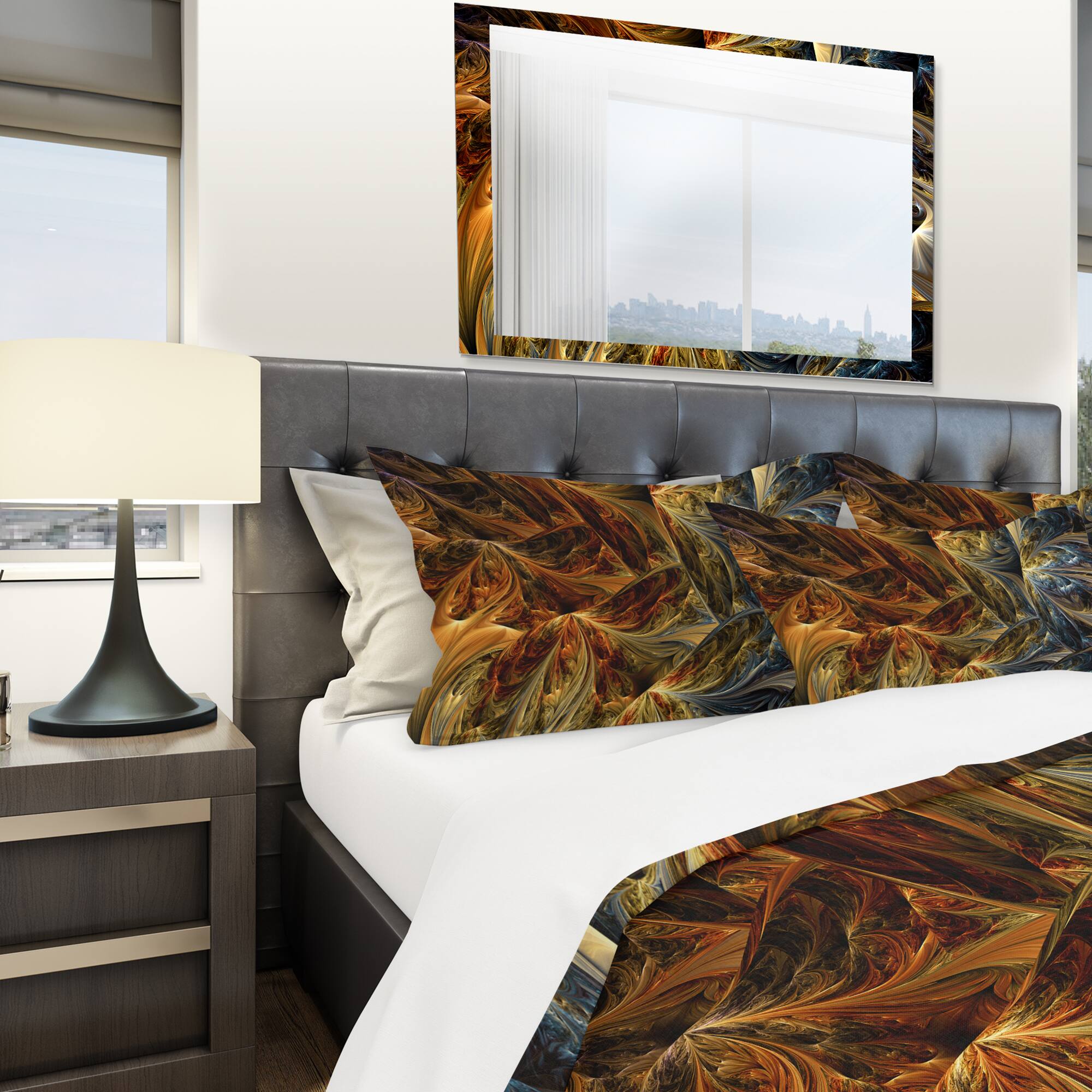 Designart 'Molten Gold Abstract' Modern & Contemporary Bedding Set - Duvet Cover & Shams