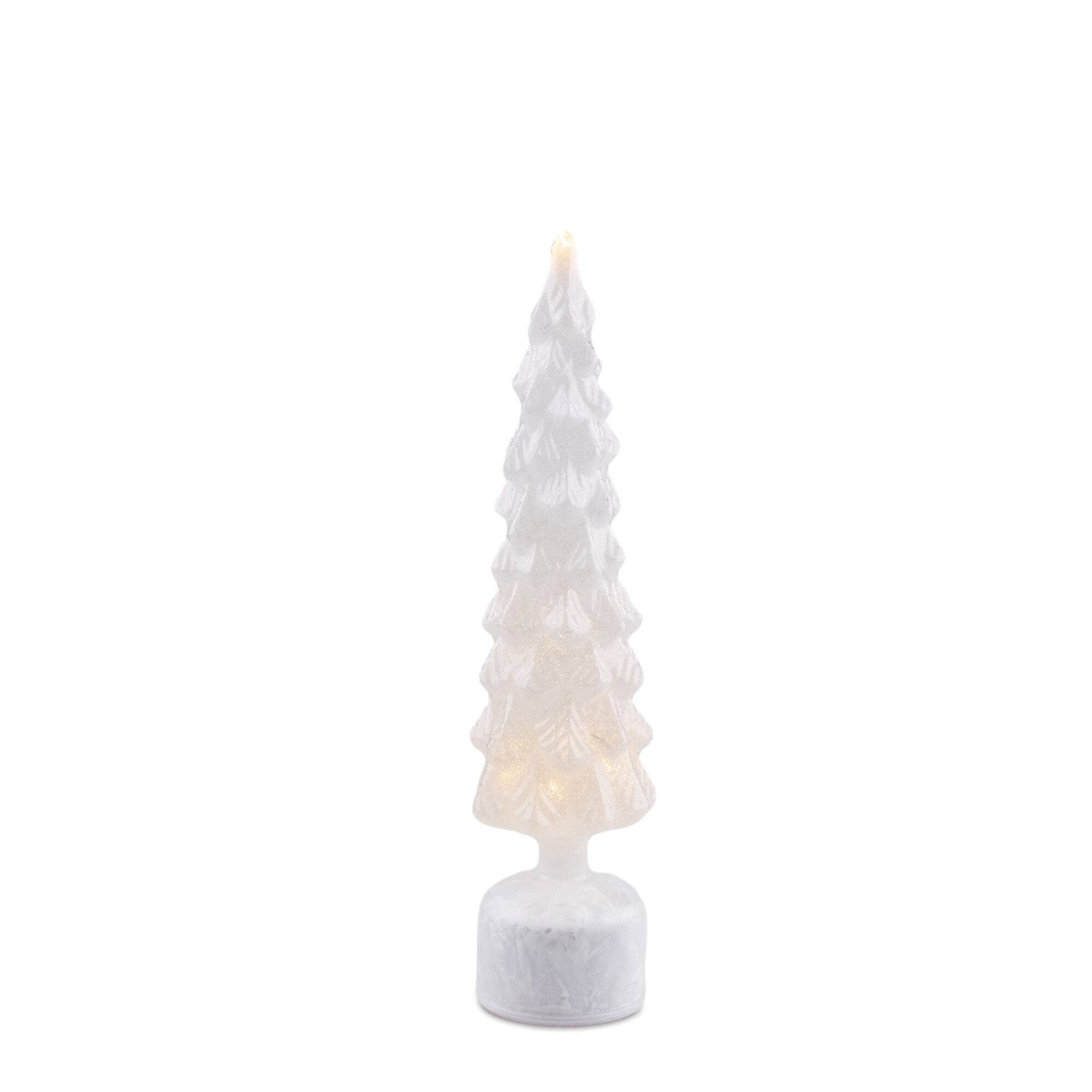 Melrose White Rotating LED Glass Christmas Tree Set