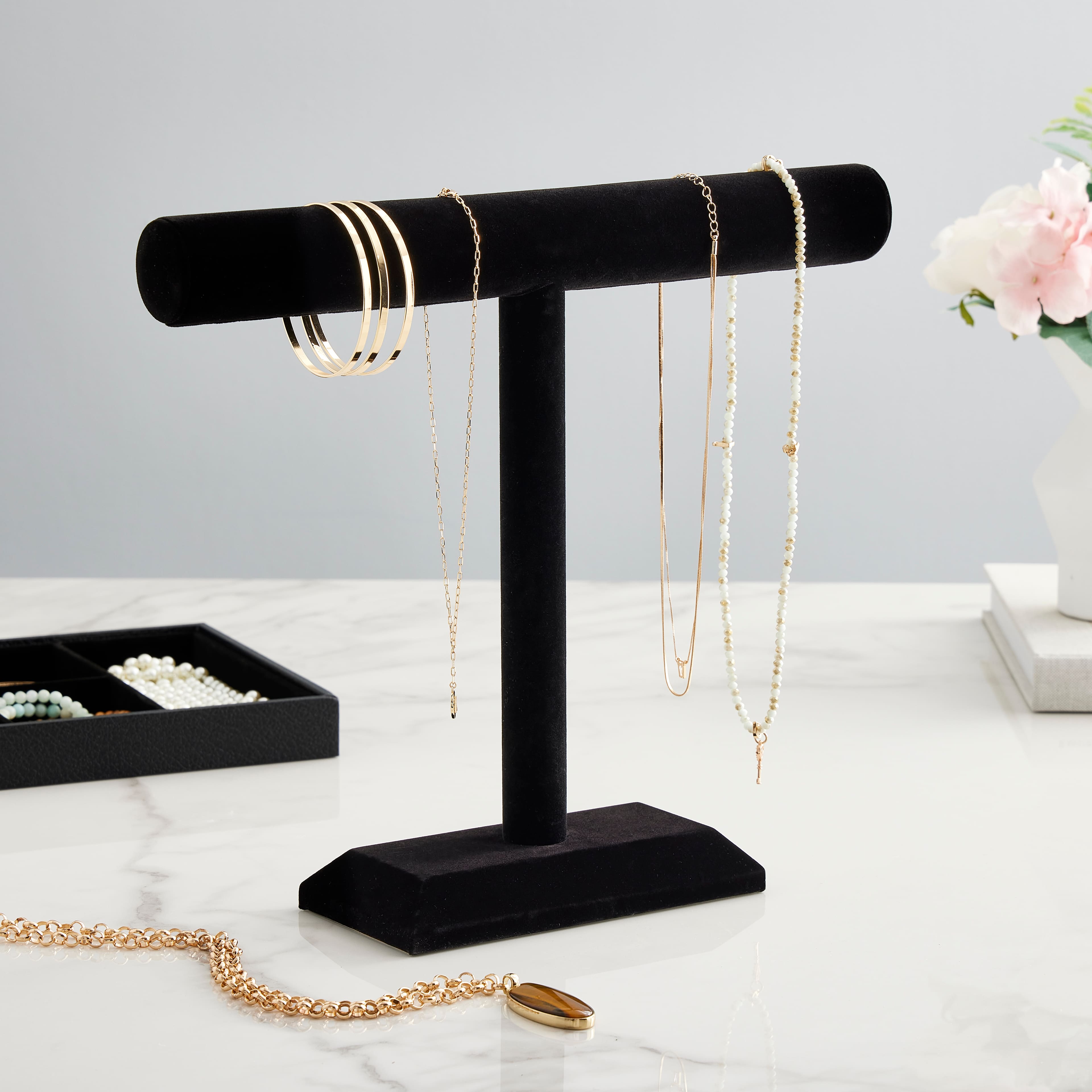 12" Black Velvet Single Bar Jewelry Stand by Bead Landing™