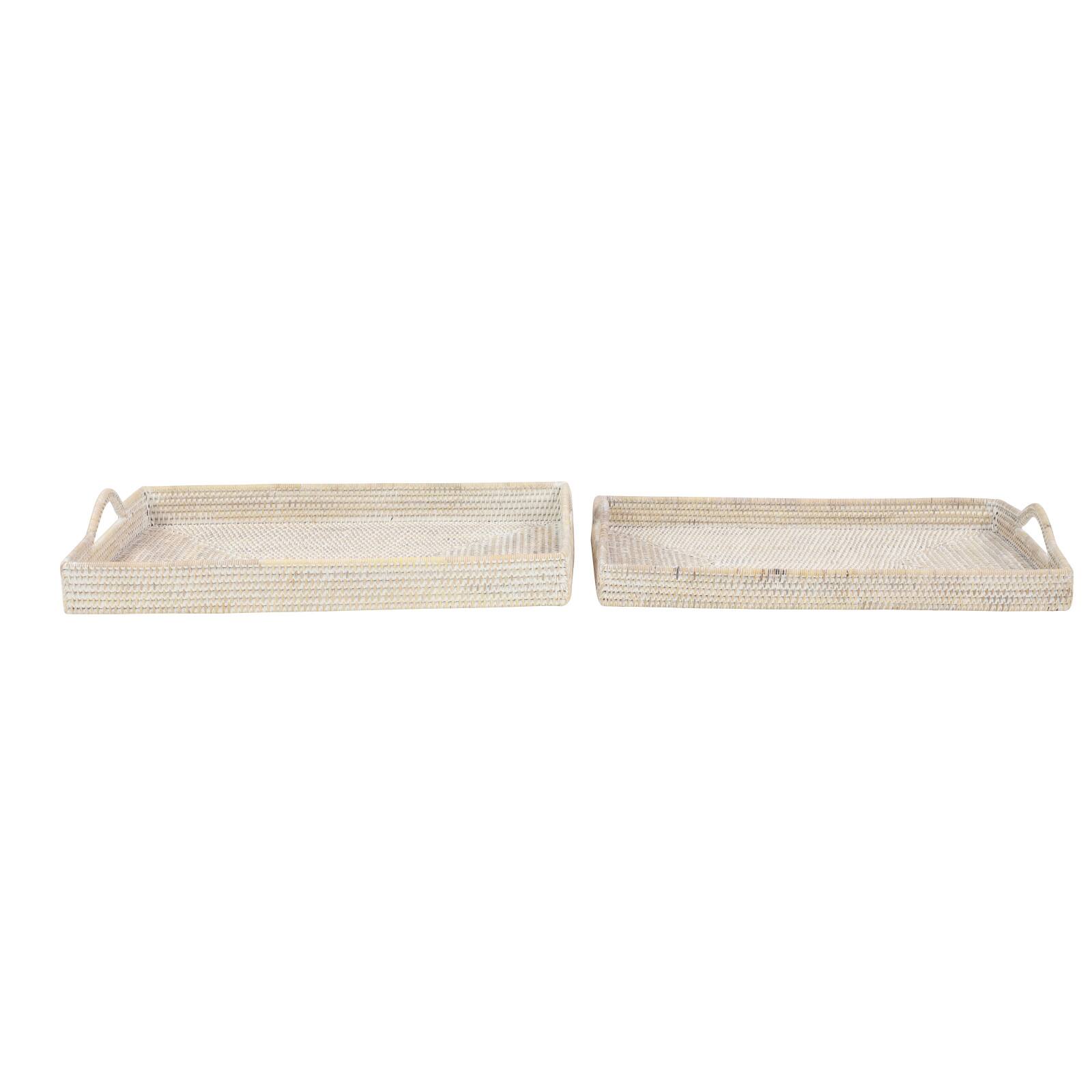 Cream Wood Boho Style Tray Set