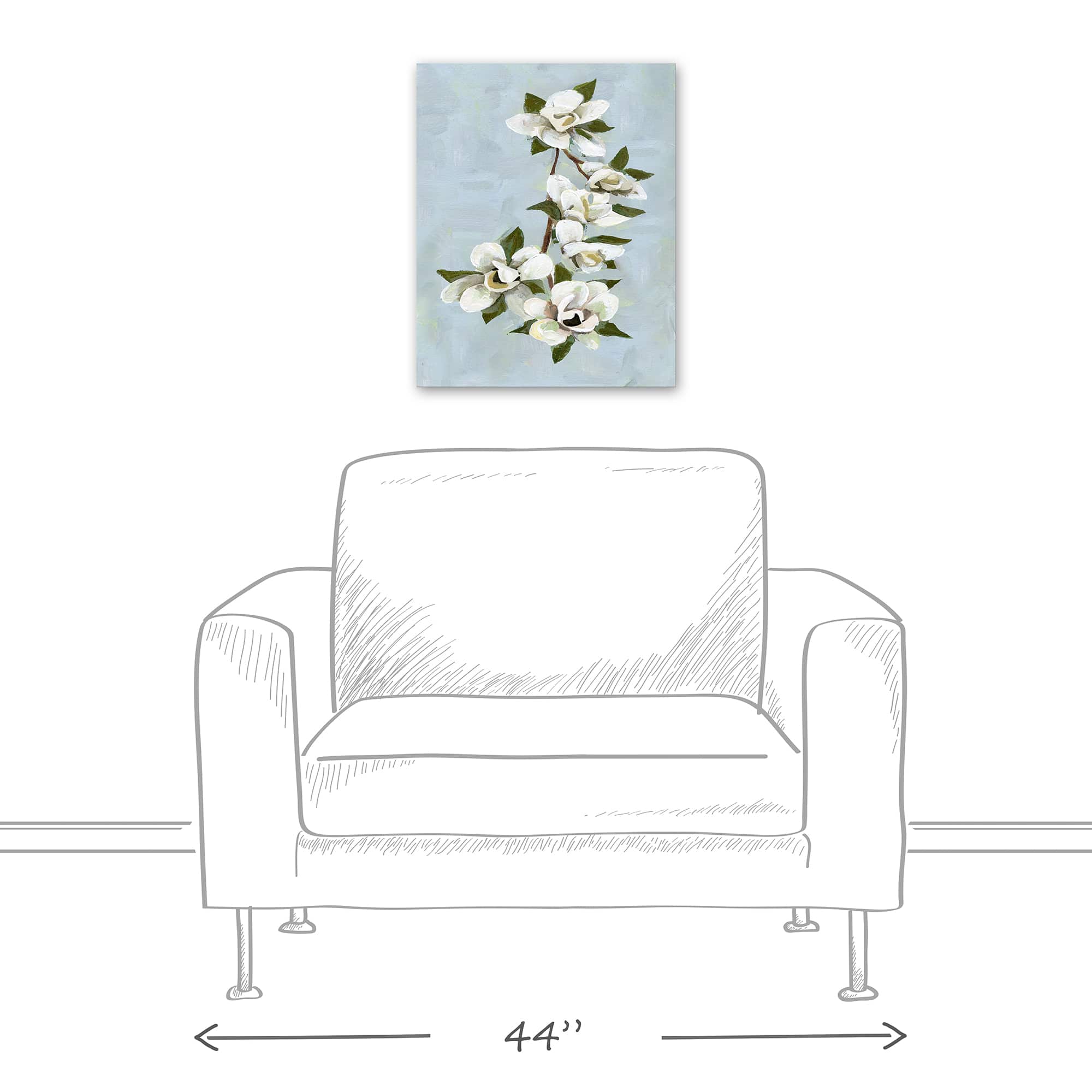 Magnolias On Blue 16" x 20" Canvas Wall Art