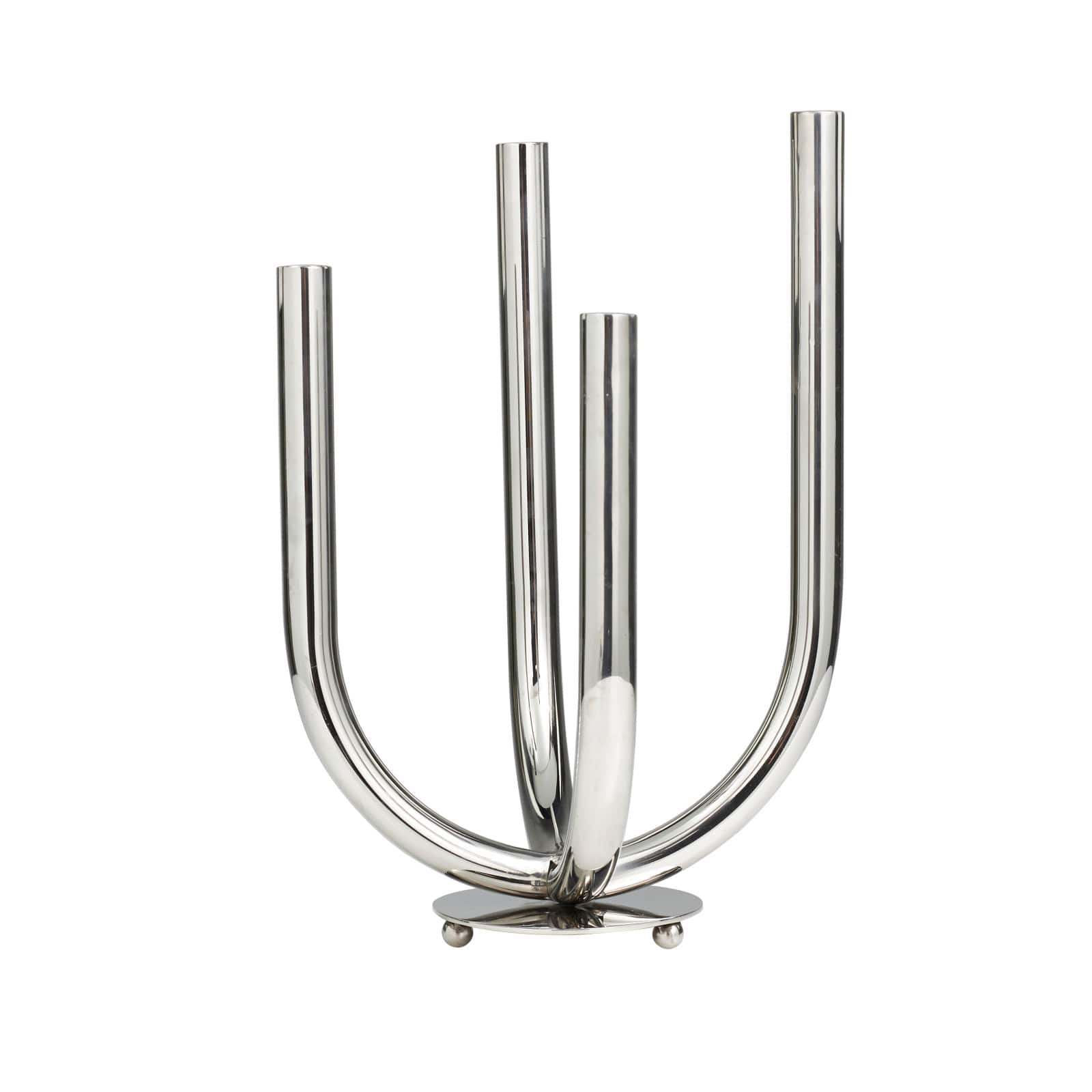 15" Silver Stainless Steel Abstract U-Shaped Candelabra