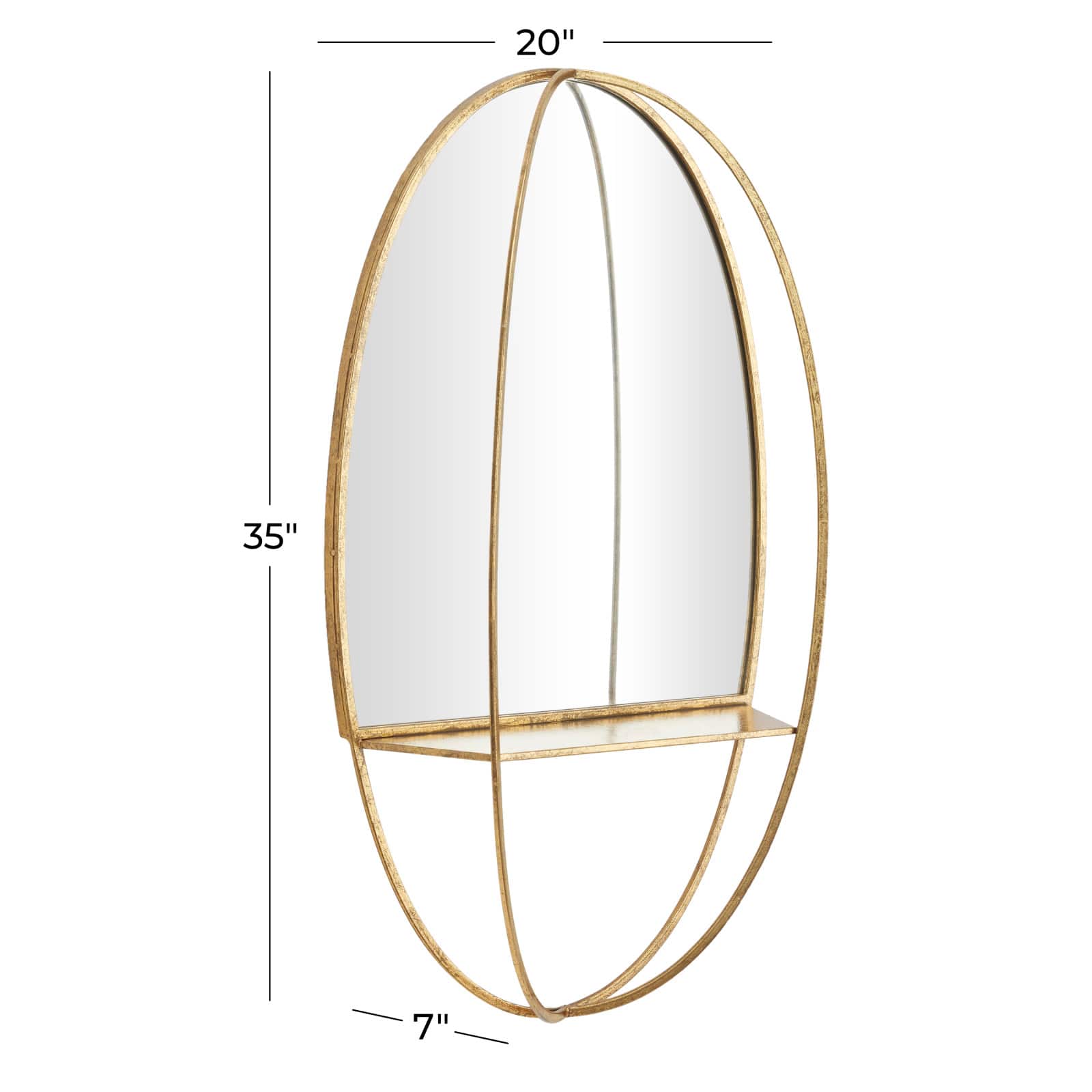 Gold Metal Glam Wall Mirror 35" x 20" x 7"