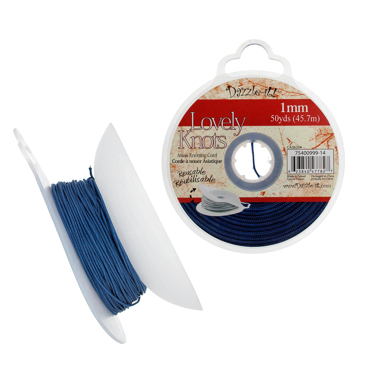 John Bead Lovely Knots 1mm Asian Knotting Cord with Bobbin, 50yd.