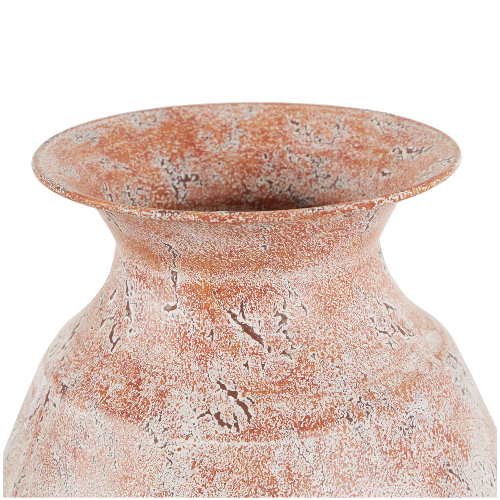 18" Copper Metal Distressed Textured Vase with Terra Cotta Accents