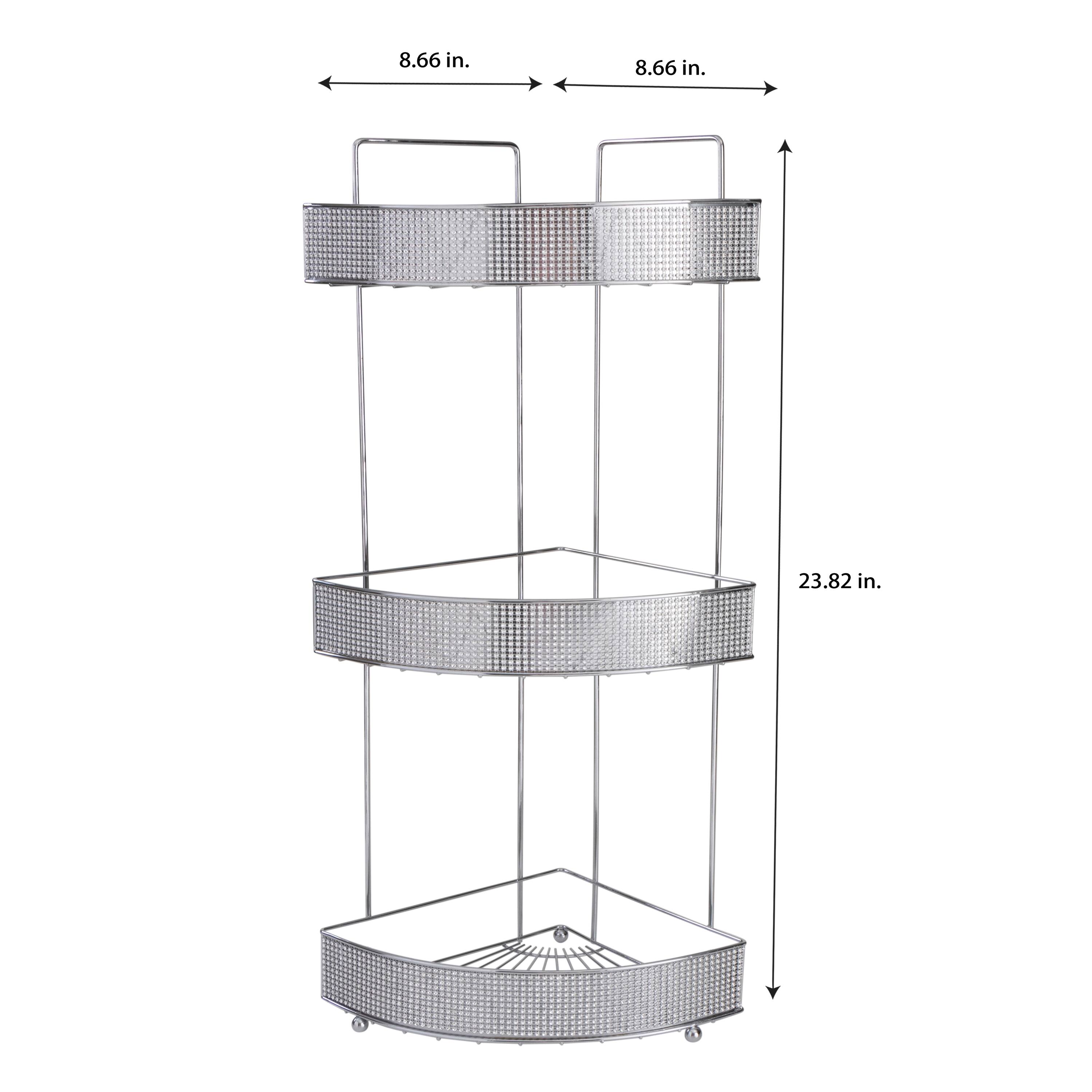 Bath Bliss Pave Diamond Design 3-Tier Corner Bath Shelf