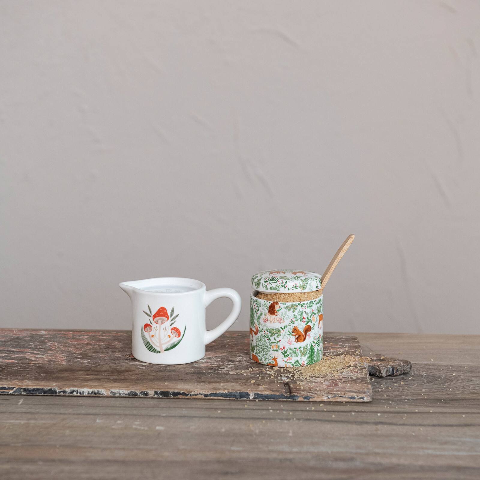 Hello Honey® Woodland Flora & Fauna Stoneware Creamer & Sugar Pot Set