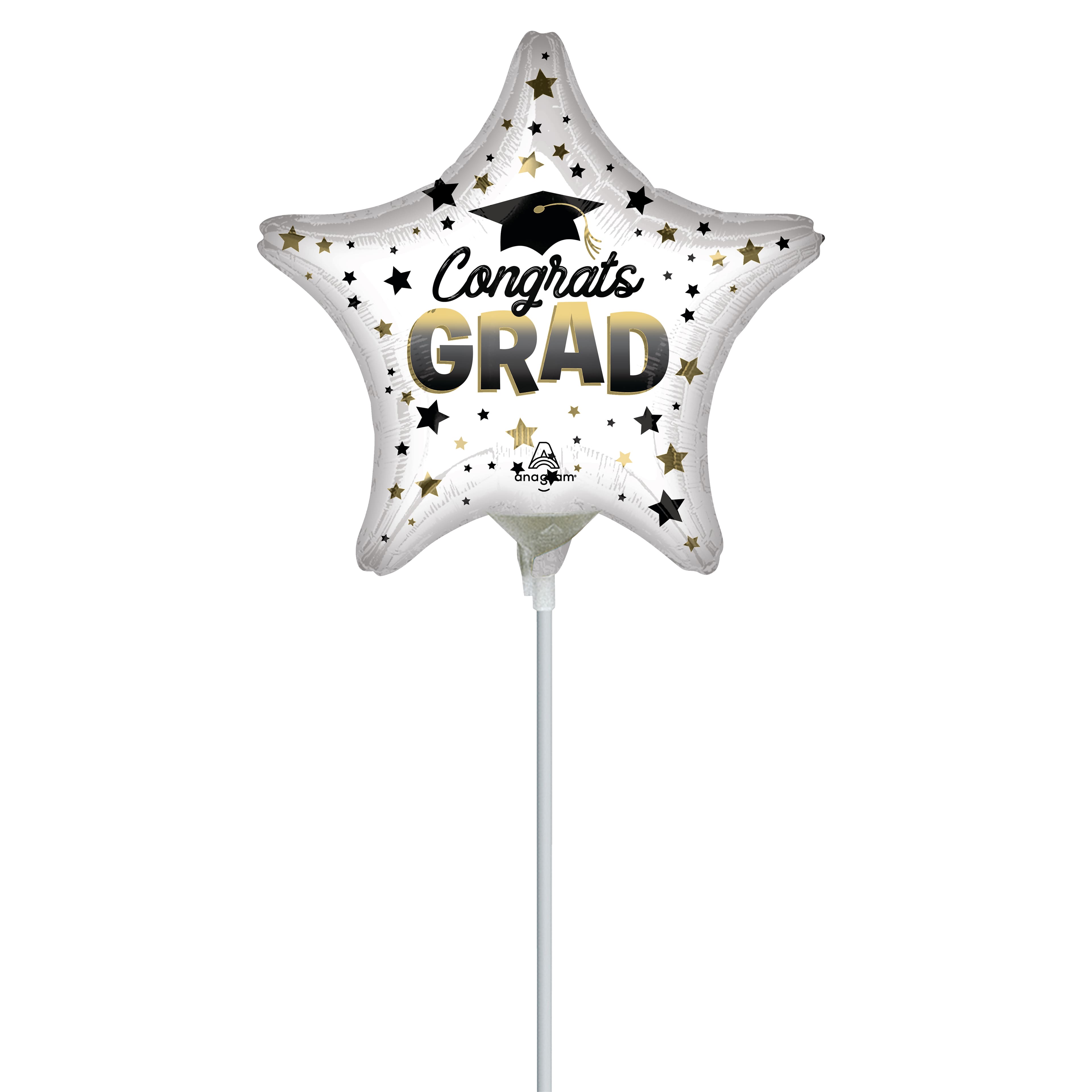 9" Ombre Congrats Grad Star Foil Stick Balloon