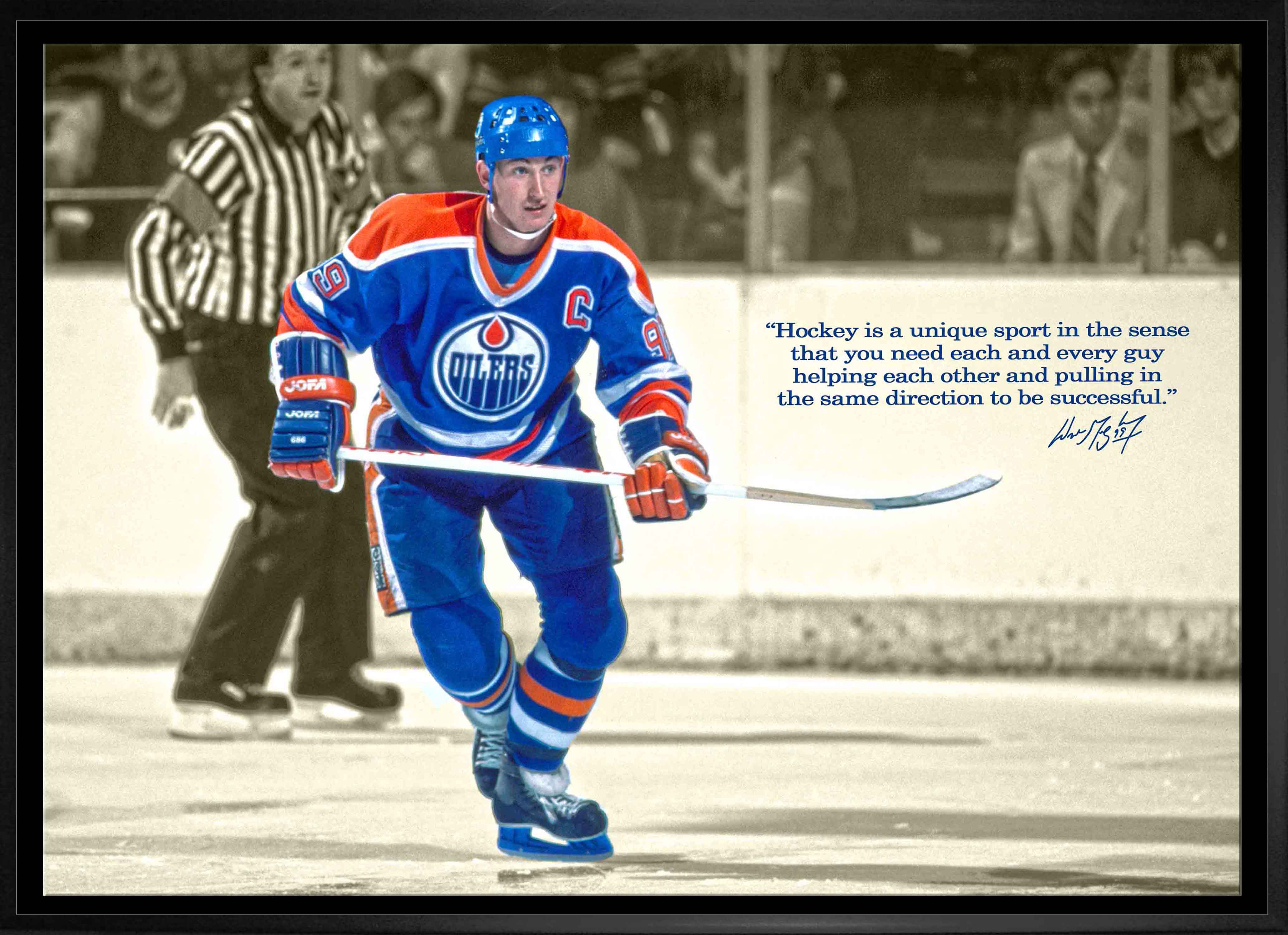 Wayne Gretzky Edmonton Oilers Framed 20" x 29" Skating Canvas with Quote 31.5" x 22.5"