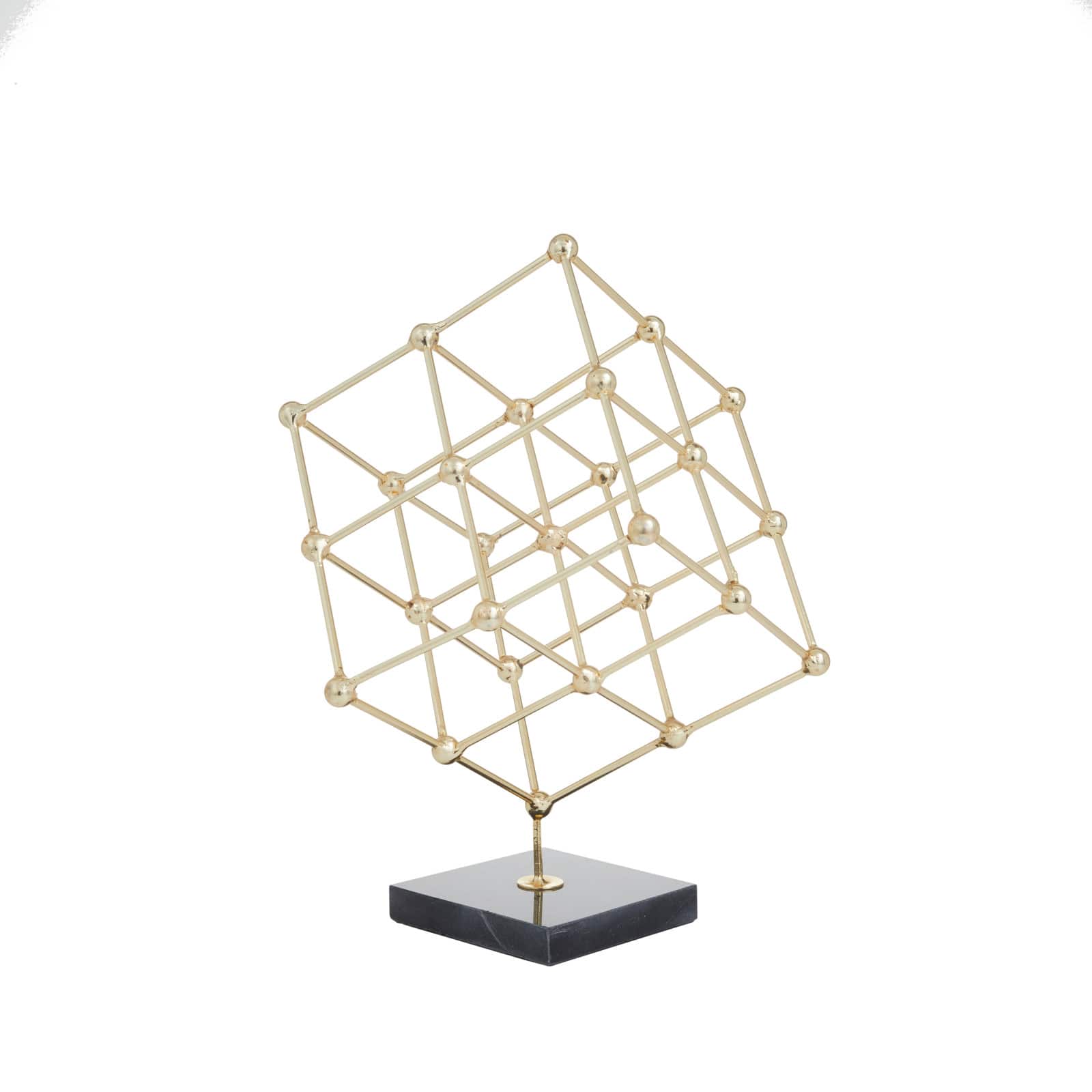 Gold Marble Modern Sculpture, 12" x 9" x 9"