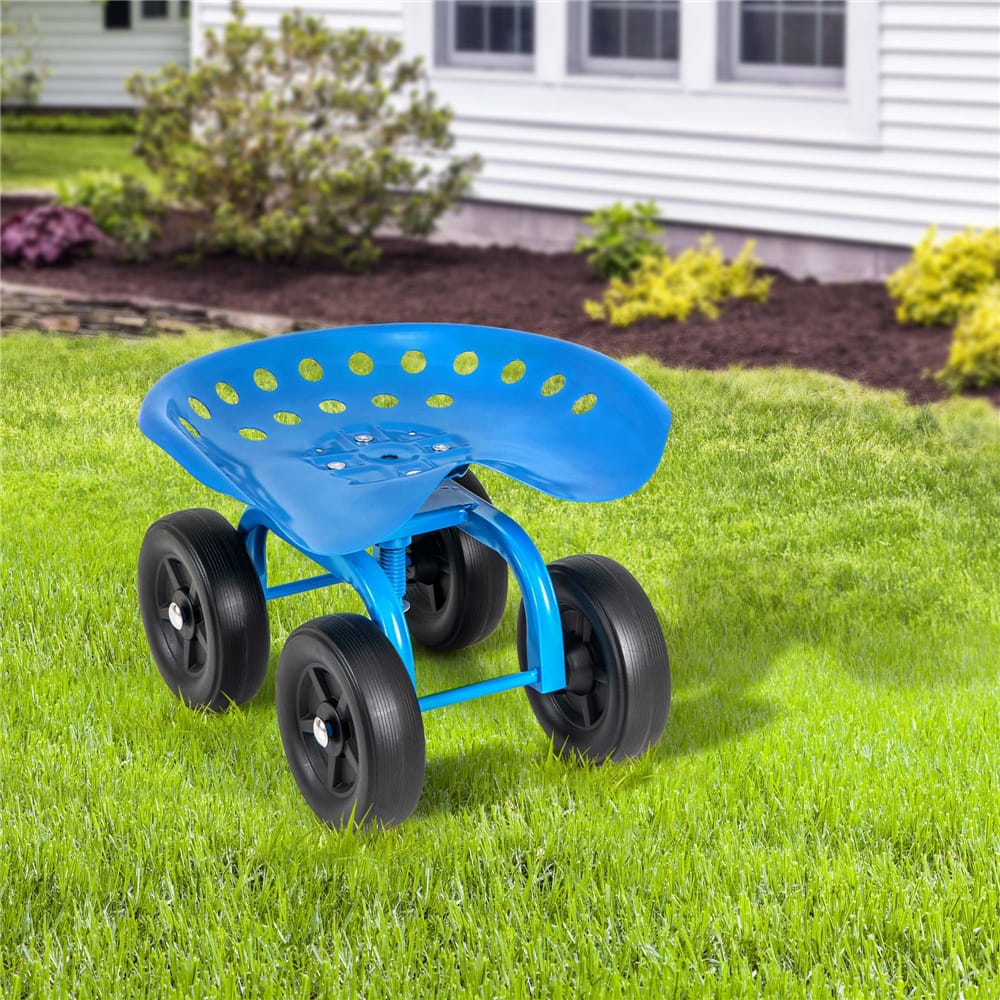 Costway Rolling Garden Cart Heavy Duty Height Adjustable Swivel Work Seat