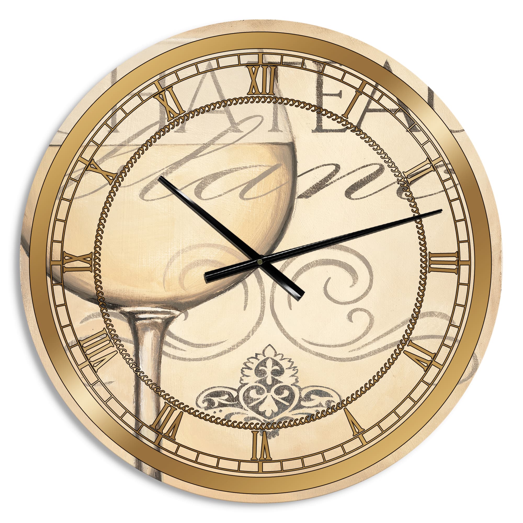 Designart 'French Chateau White Wine Ii Glam Wall Clock