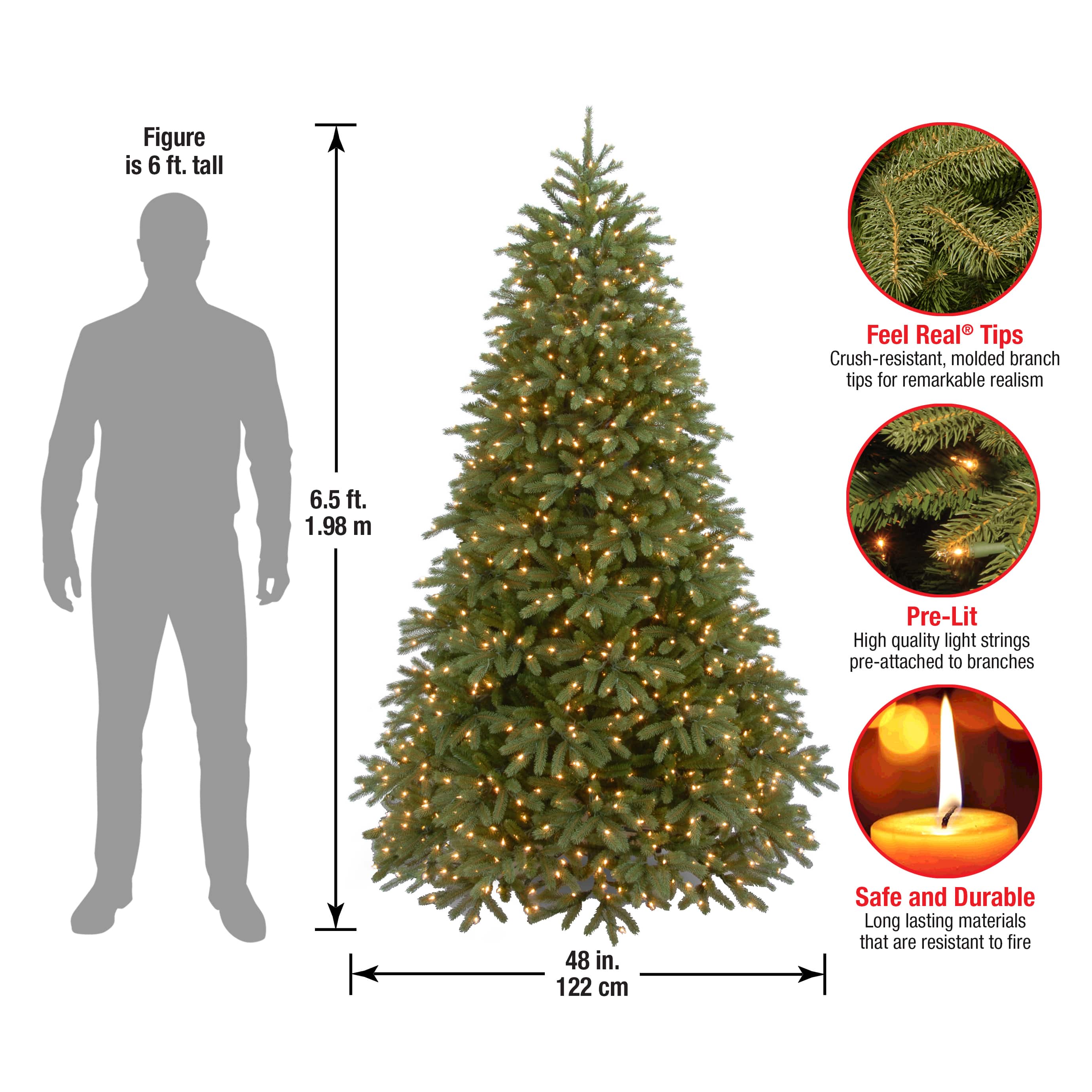 6.5ft. Pre-Lit Jersey Fraser Fir Artificial Christmas Tree, Clear Lights