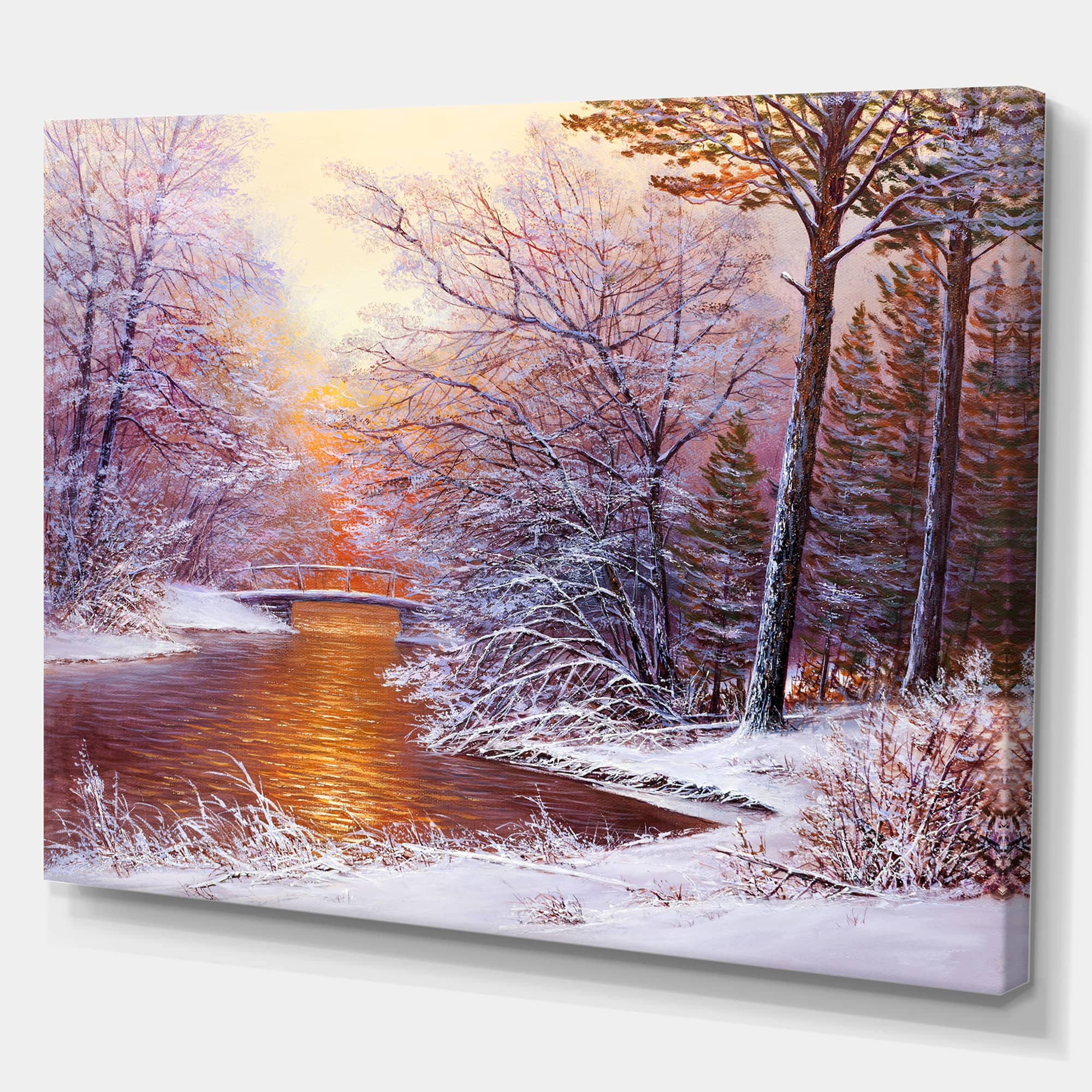 Designart - Winter Landscape with River