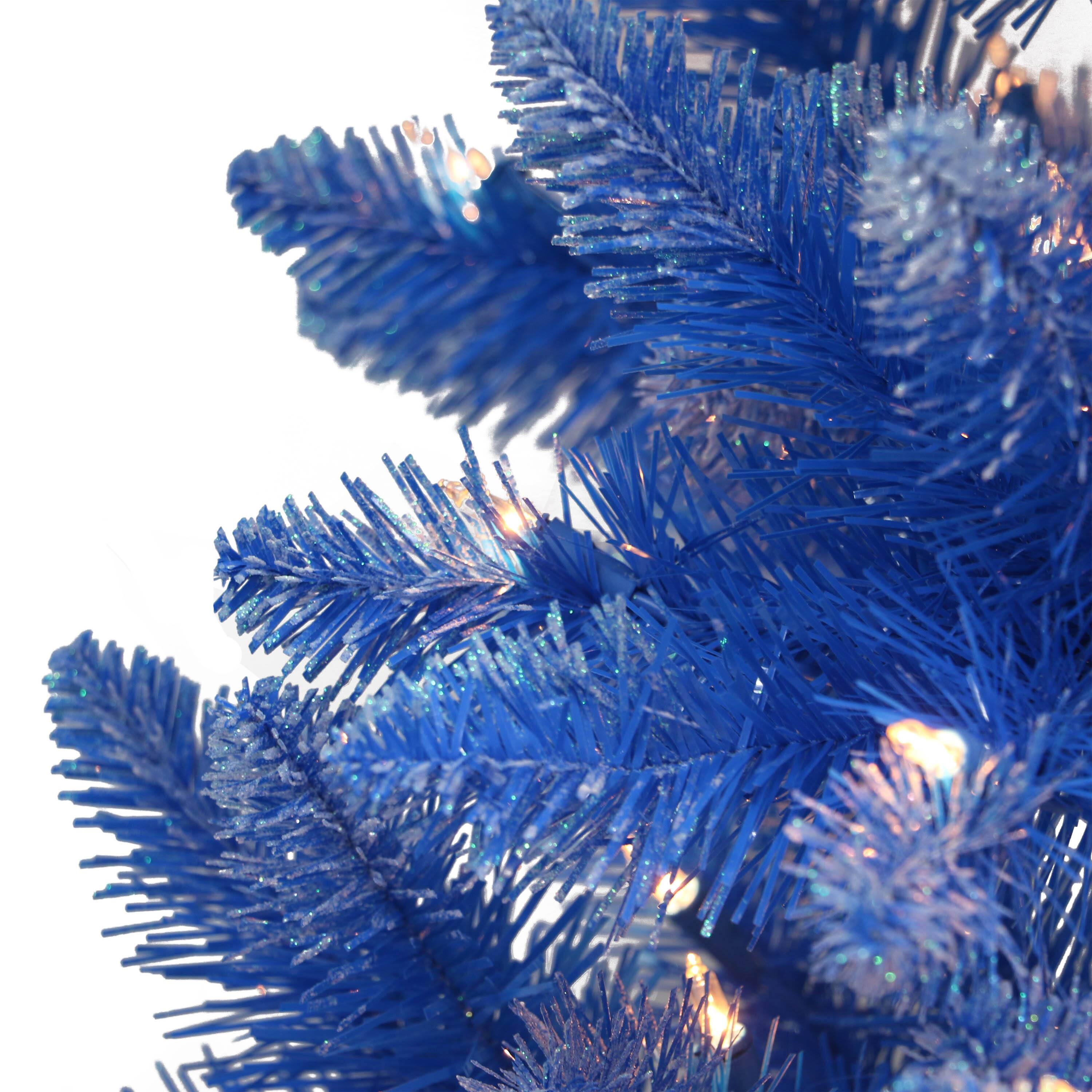 6 Pack: 6.5ft. Pre-Lit Fashion Blue Artificial Christmas Tree, Clear Lights