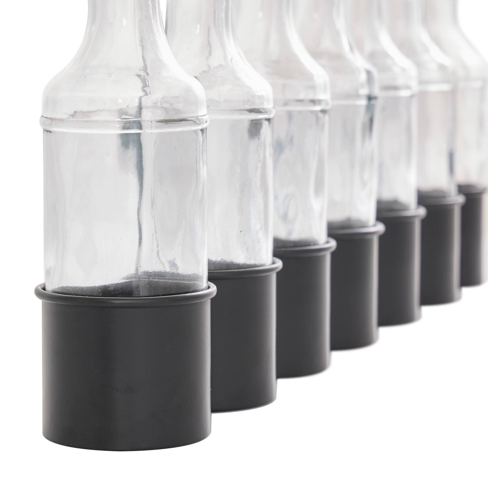 22" Black Metal Adjustable Bottle Vase with Clear Glass Bottles