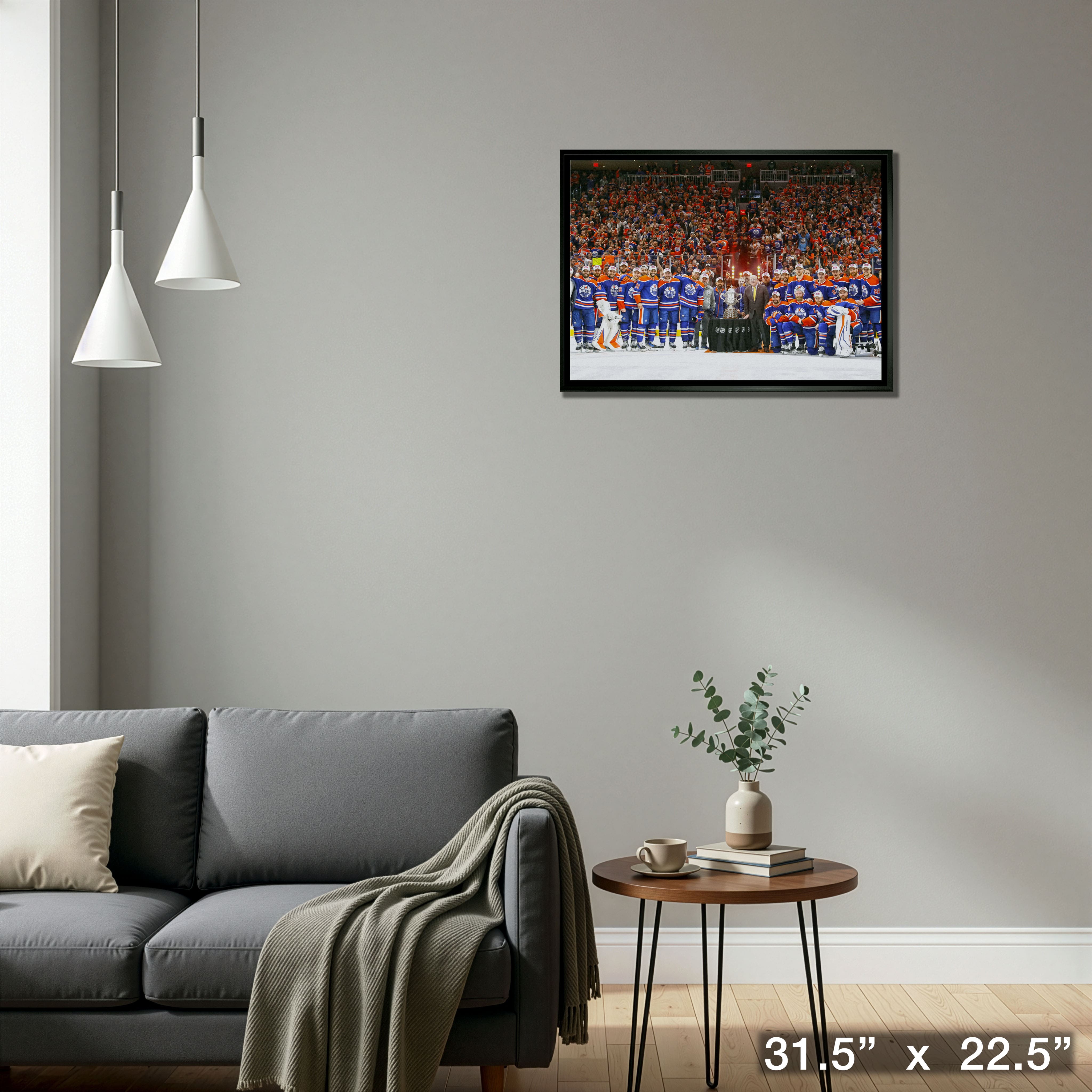 Edmonton Oilers 20" x 29" Framed Canvas Conference Final Trophy 31.5" x 22.5"