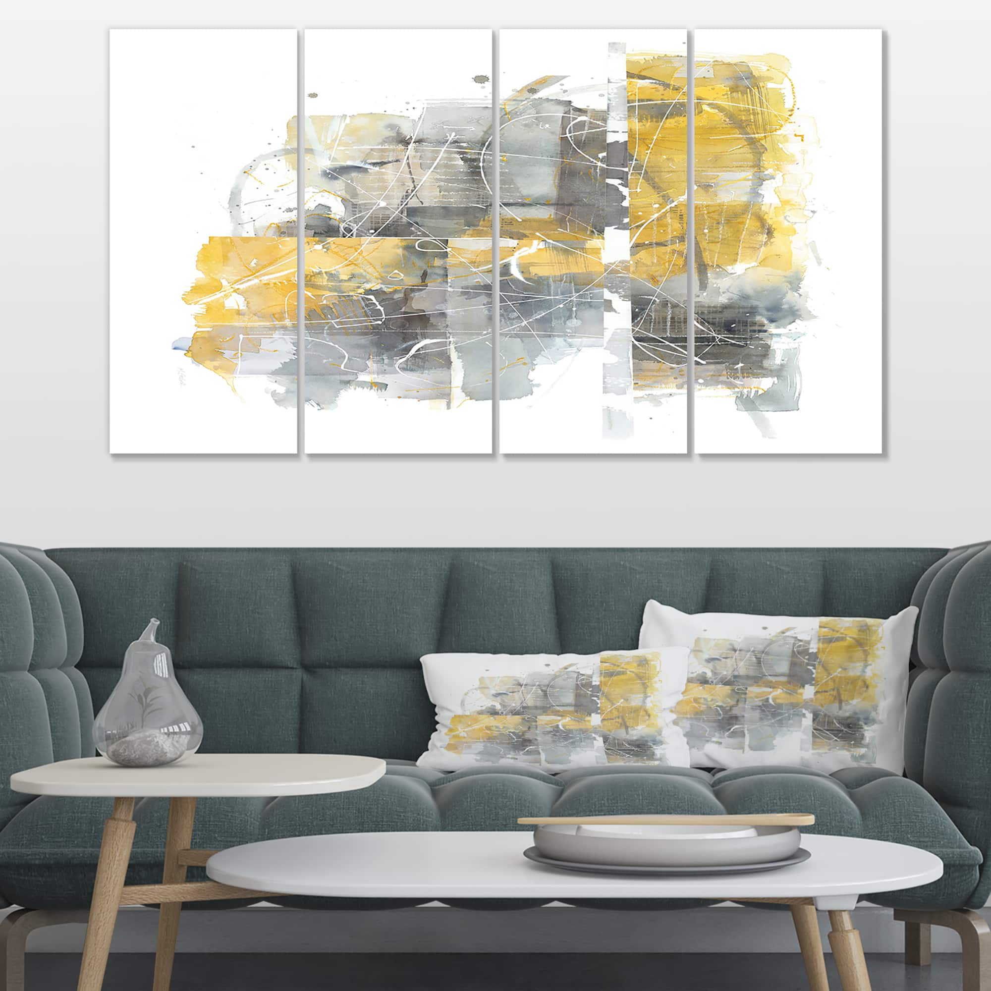 Designart - Moving In and Out of Traffic II Yellow Grey