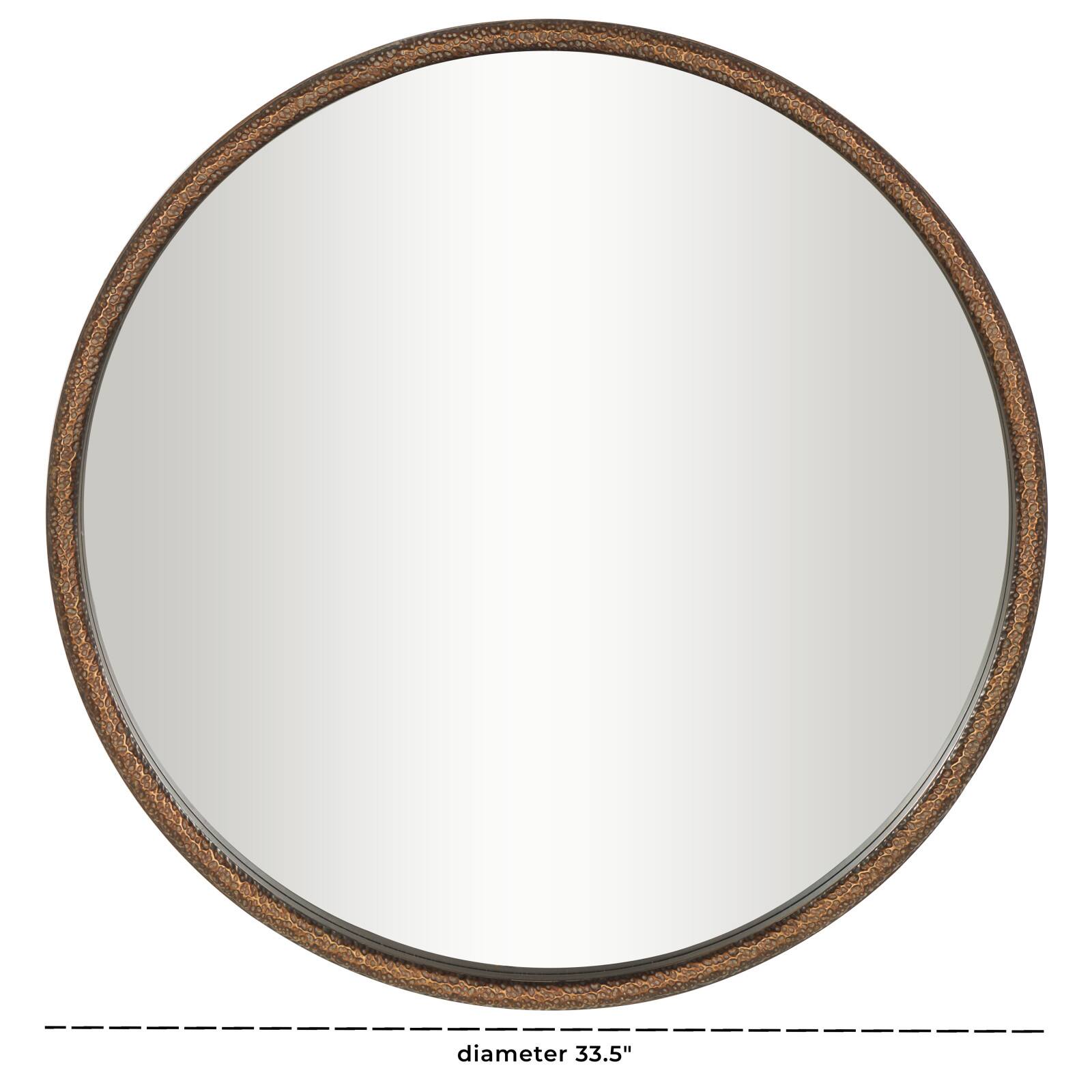 34" Copper Resin Weathered Spotted Wall Mirror with Hammered Texture