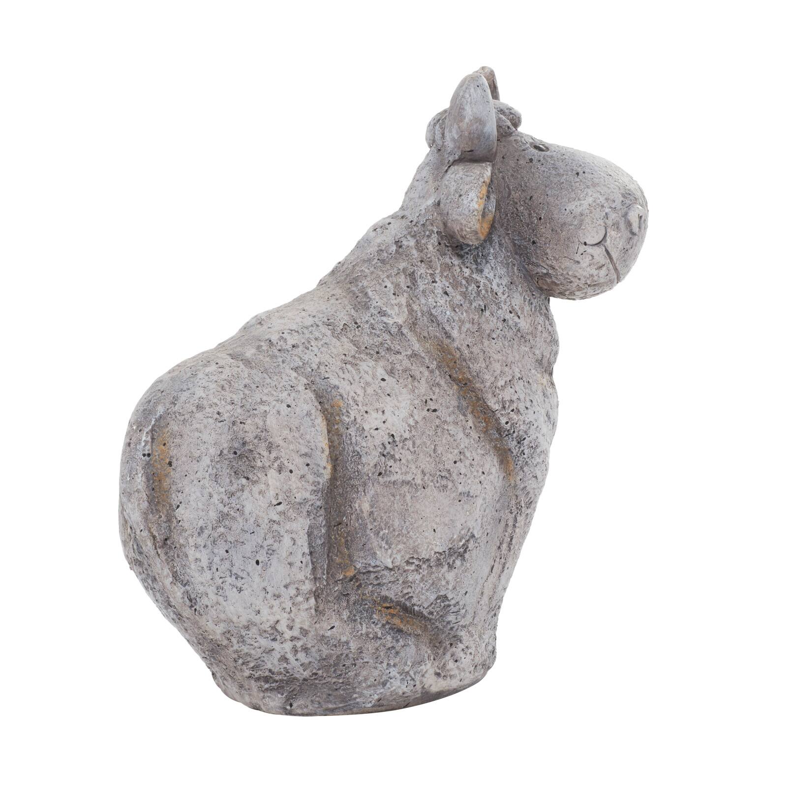 14" Gray Stone Country Cow Garden Sculpture