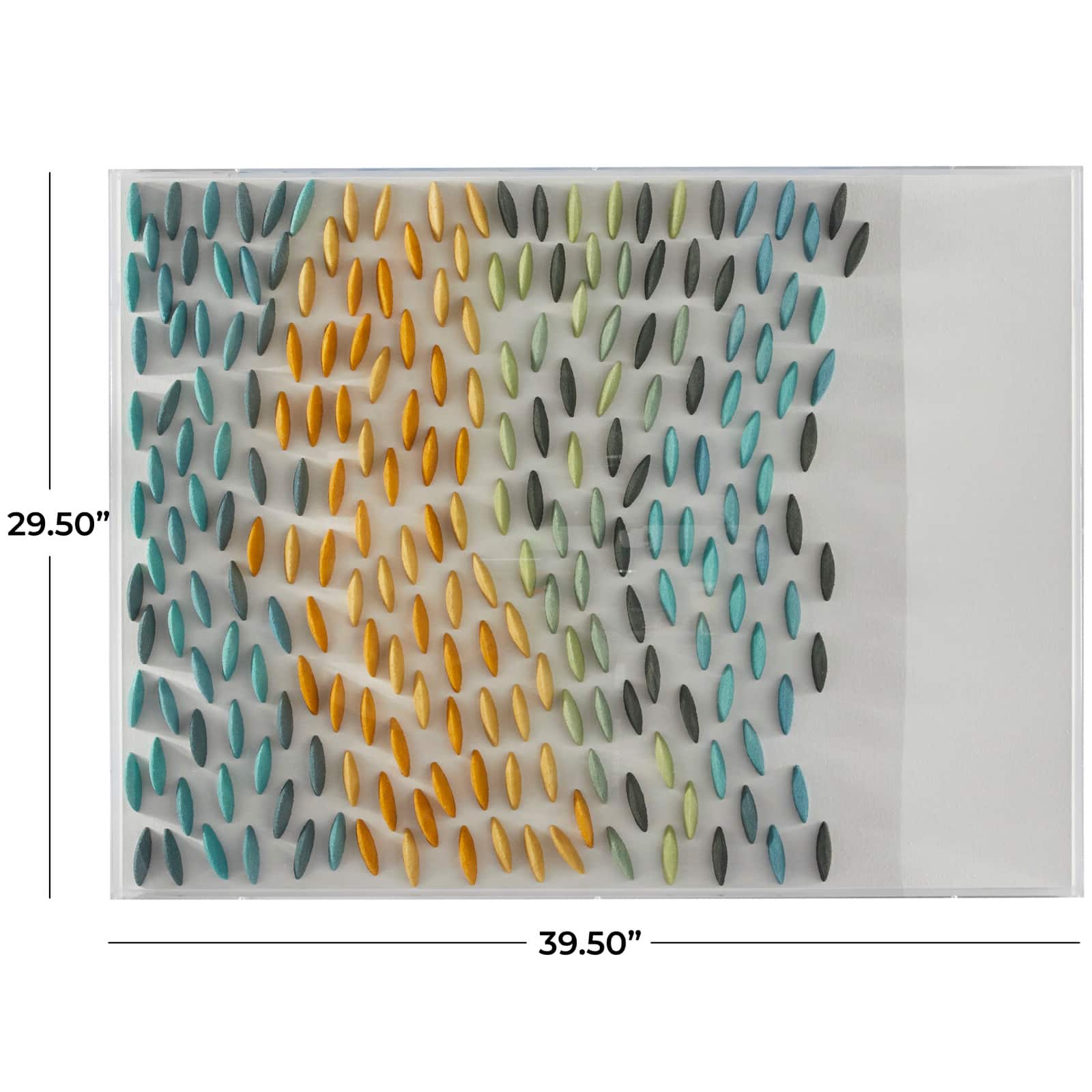 Blue Acrylic 3D Waves Geometric Shadow Box with Clear Frame 30" x 3" x 40"