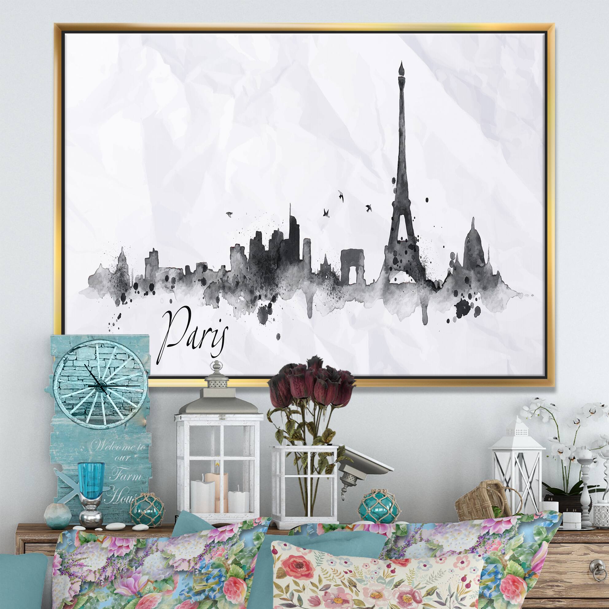 Designart - Paris with Eiffel Silhouette