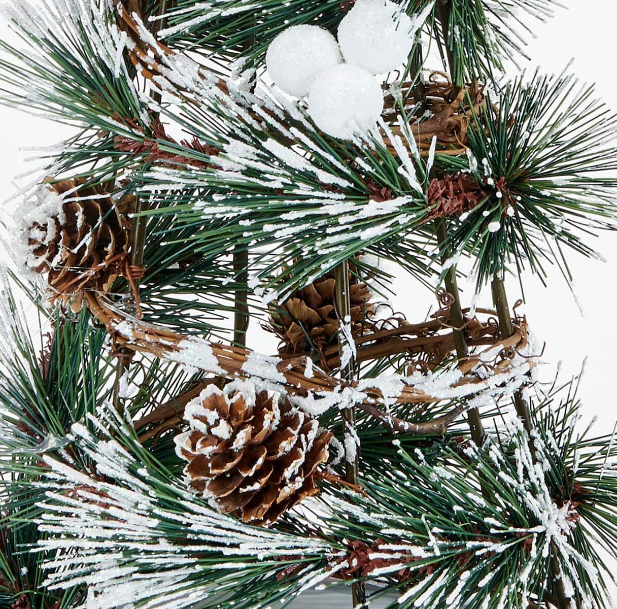 14" Snowy Pinecone Artificial Christmas Tree Tabletop Décor