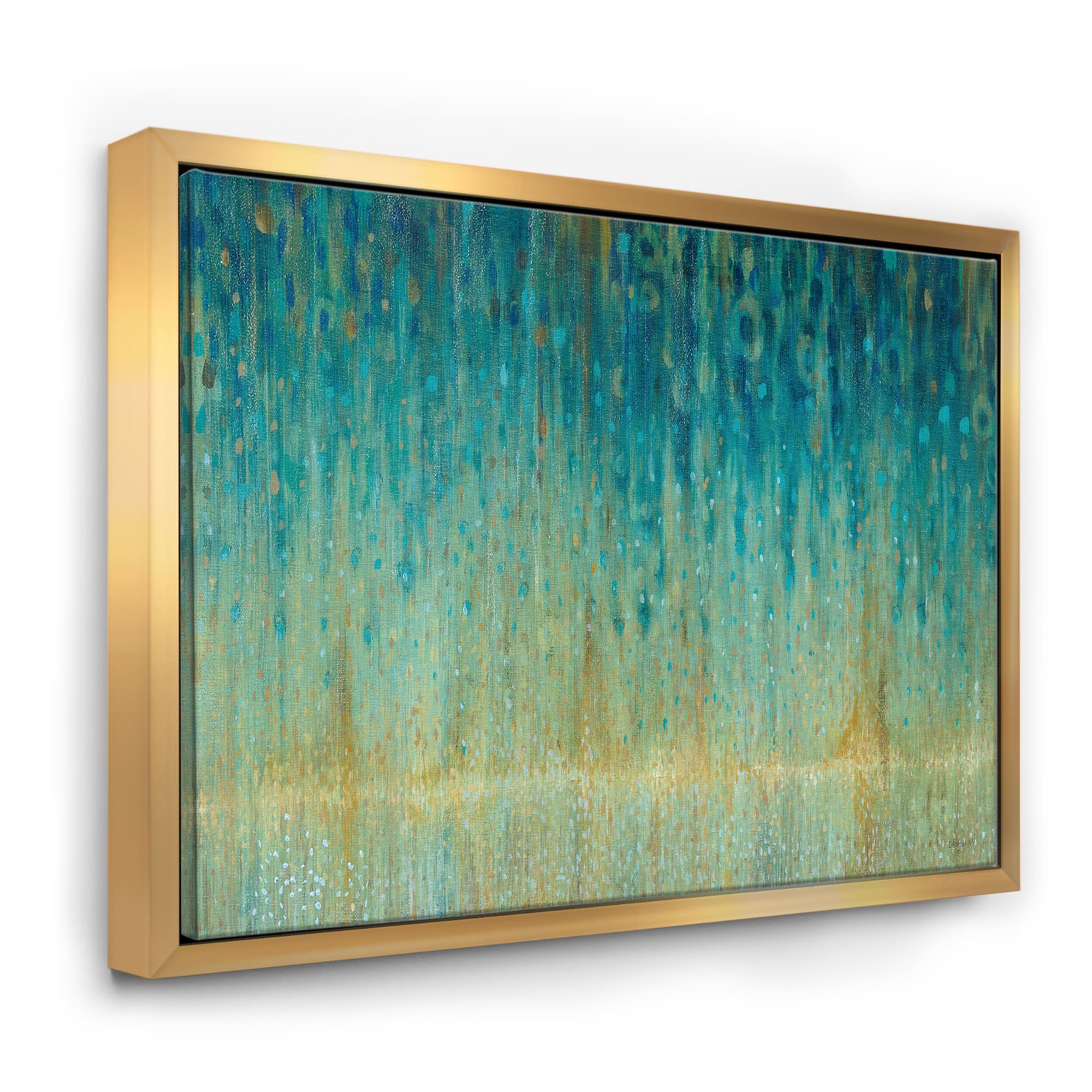 Designart - Rain Abstract Panel - Modern & Contemporary Canvas in Gold Frame