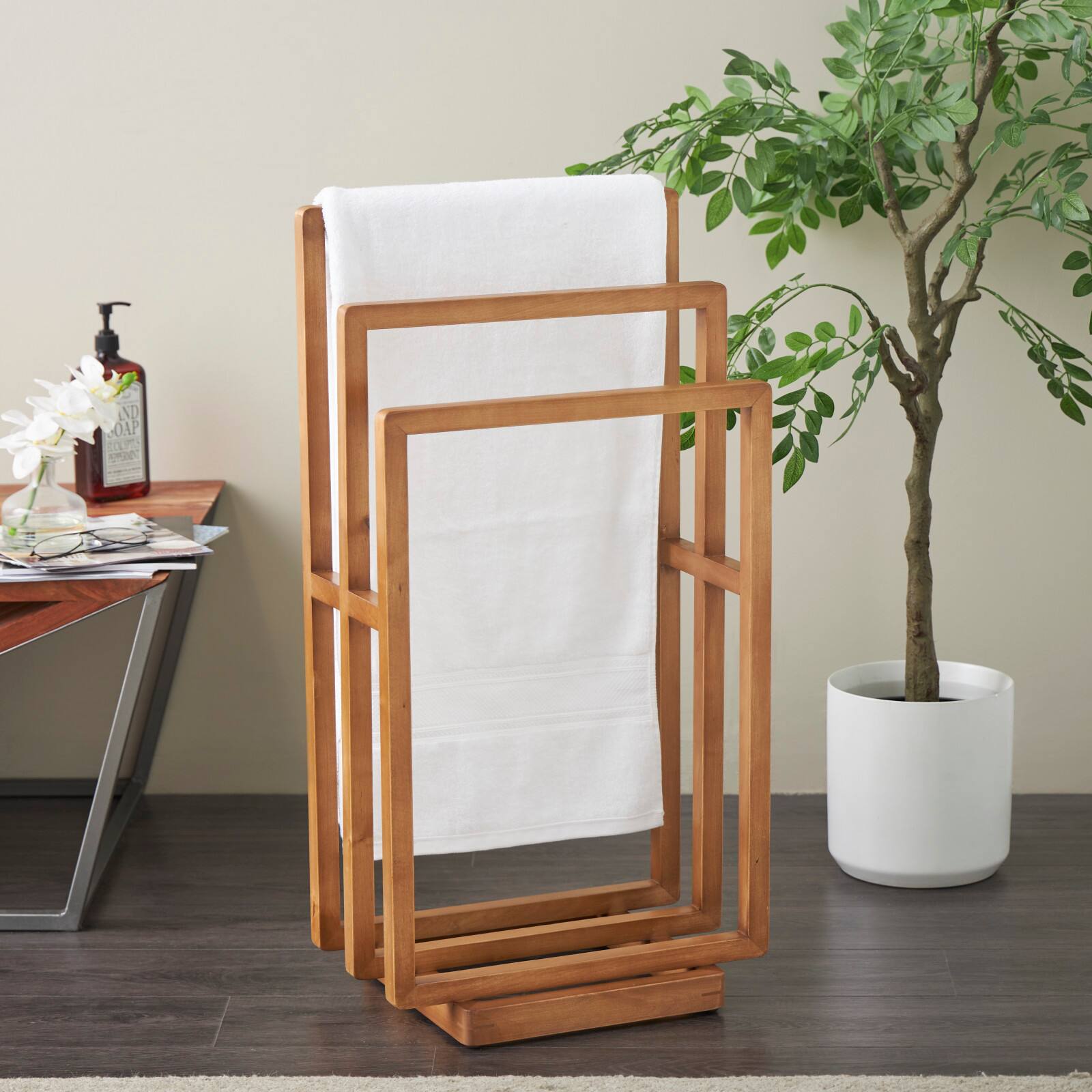 33" Brown Sleek Modern Quilt Rack