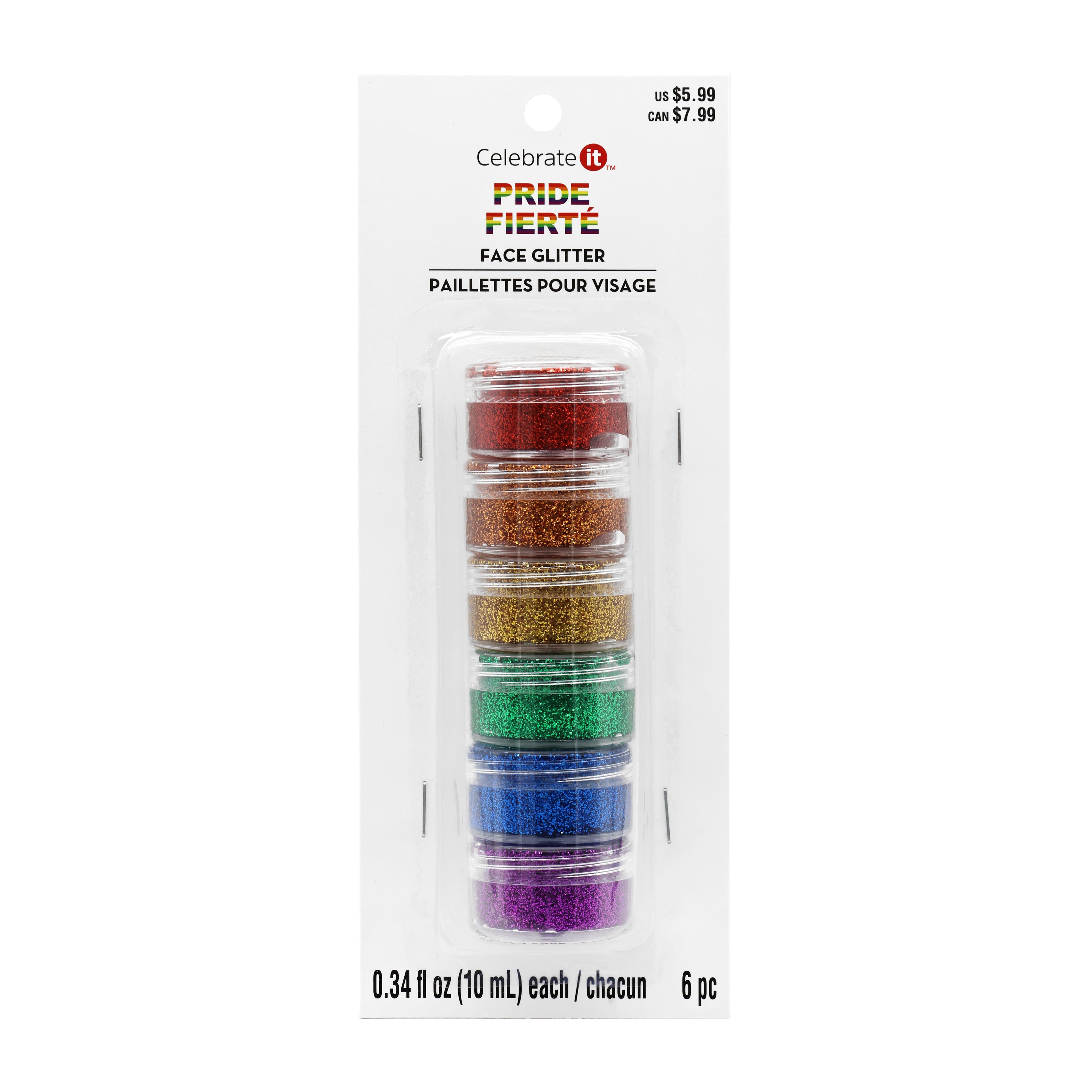 Pride Rainbow Face Glitter, 6ct. by Celebrate It™