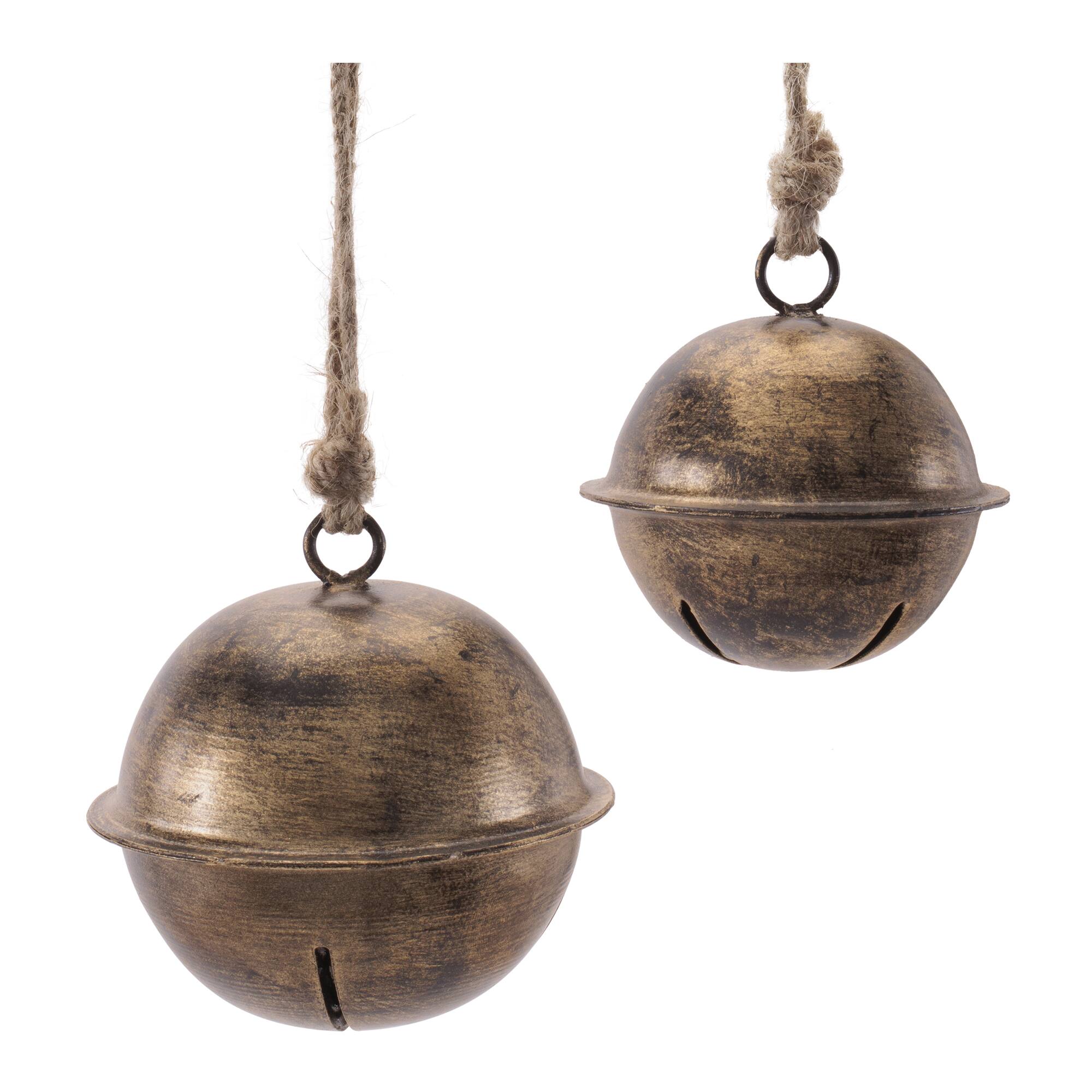 Melrose Bronze Iron & Jute Bell Ornament Set