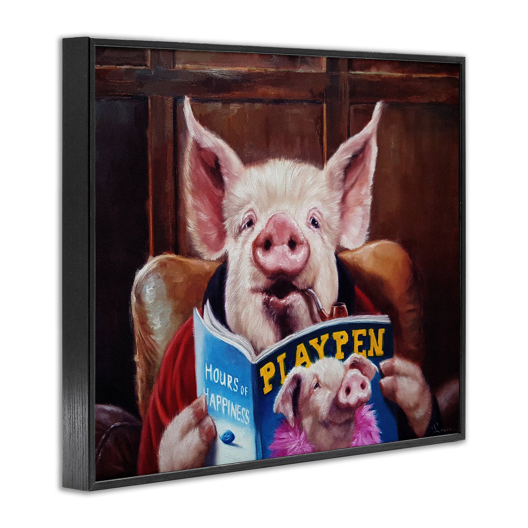 Stupell Industries Funny Pig Magazine Man Cave Framed Giclee Art