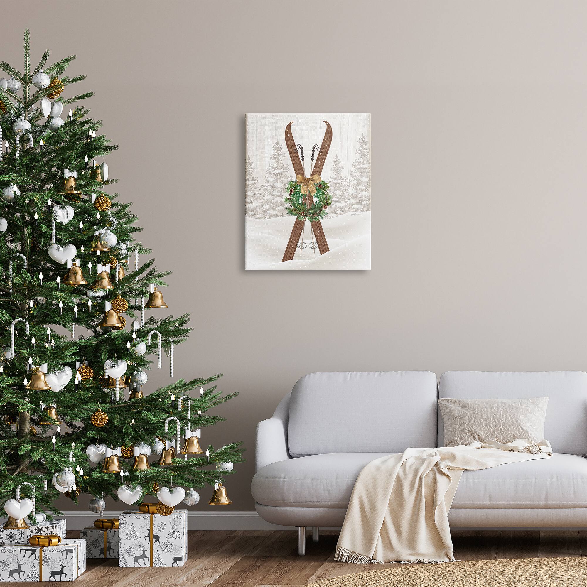 Stupell Industries Winter Skis Holiday Wreath Canvas Wall Art