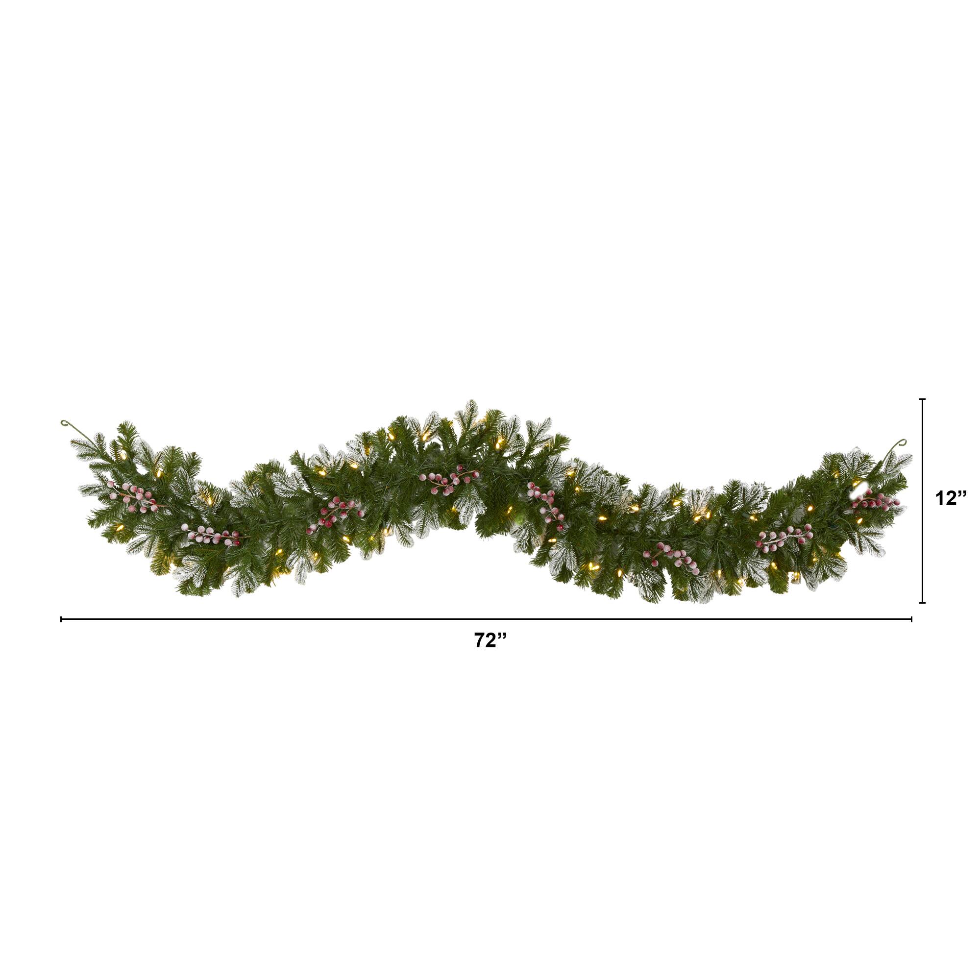 6ft. LED Snow Tipped Berries & Pine Christmas Garland