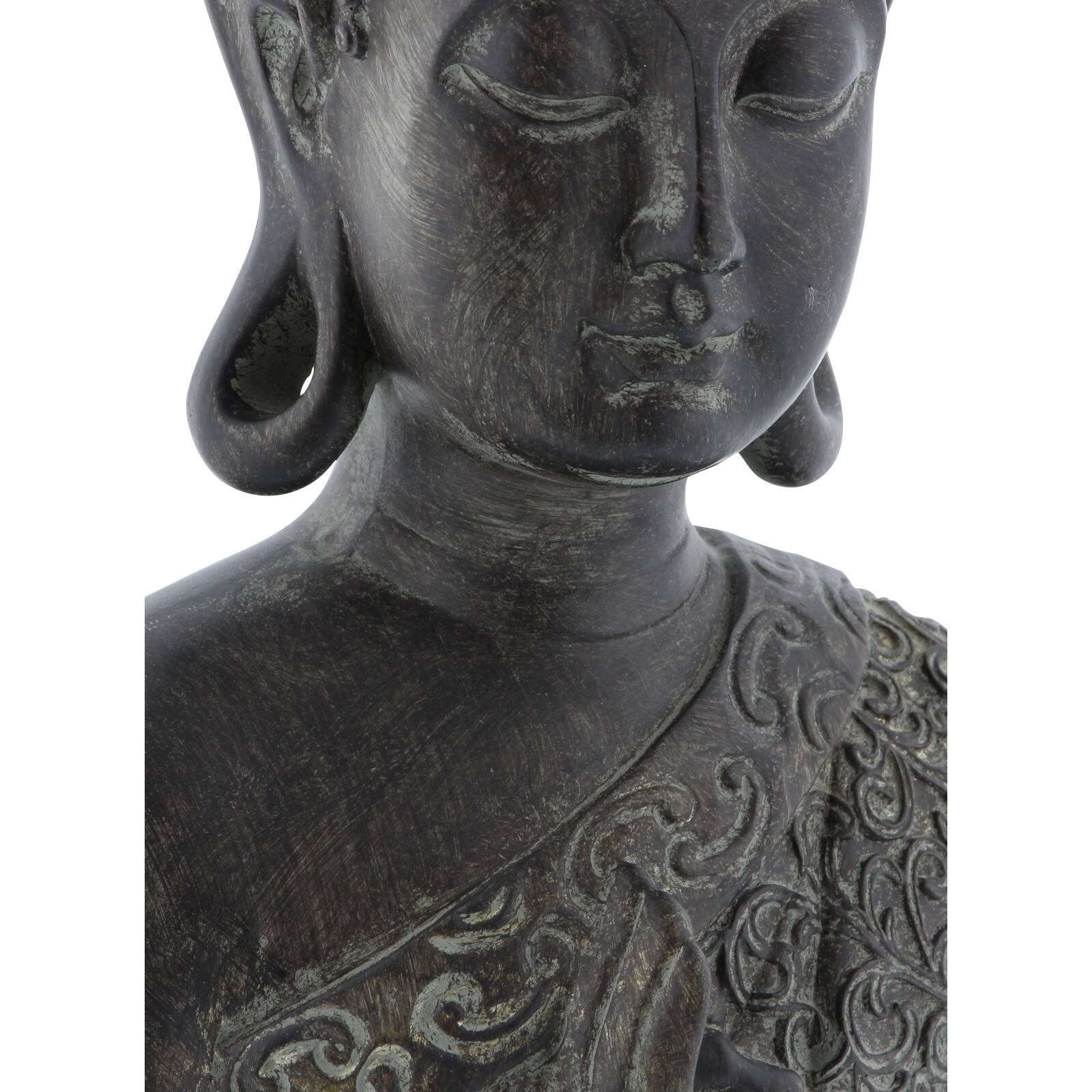 17" Brown Bohemian Polystone Buddha Sculpture