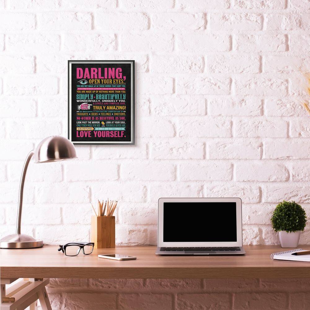 Stupell Industries Neon Darling Love Yourself Black Framed Wall Art