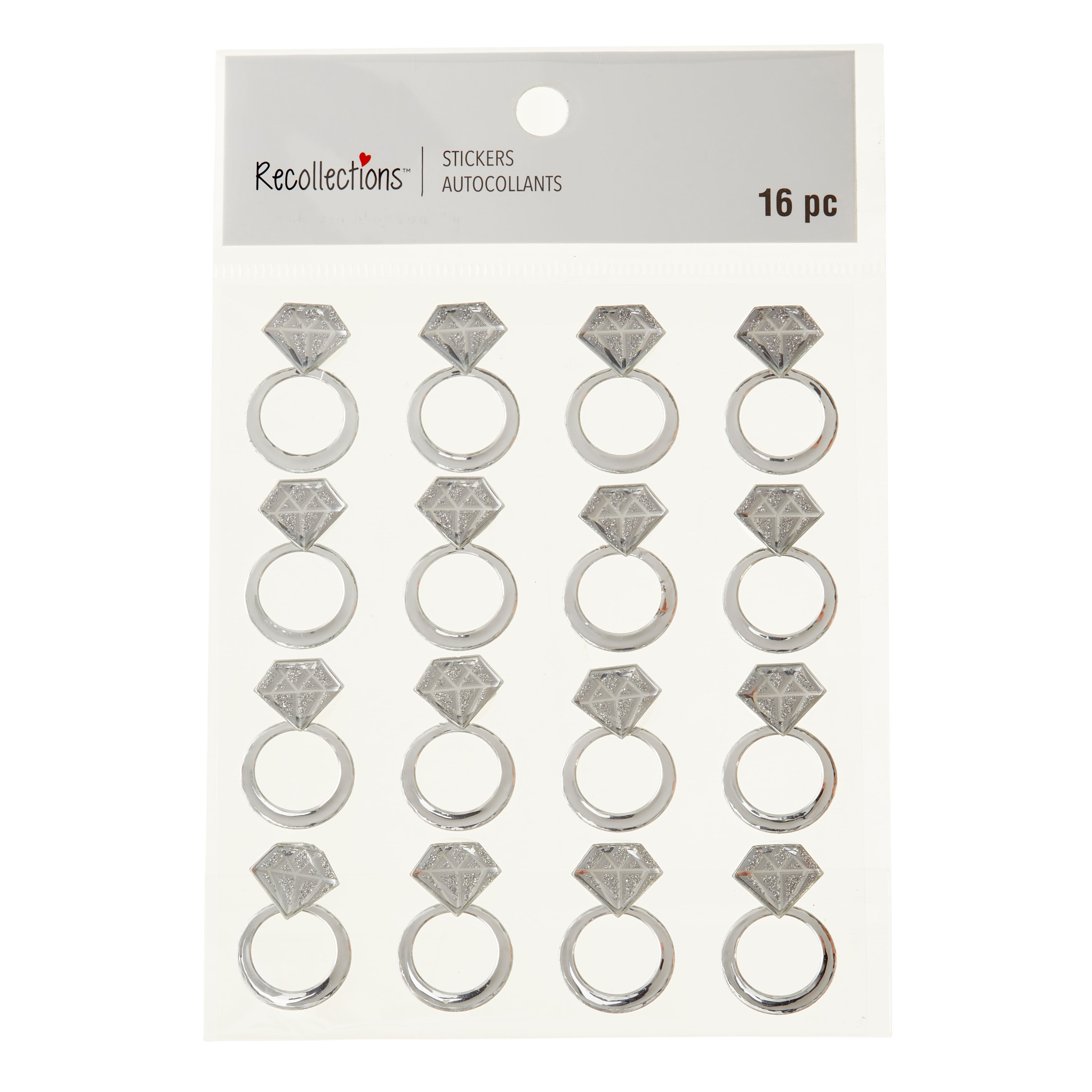 12 Packs: 16 ct. (192 total) Wedding Ring Dimensional Stickers by Recollections™ Signature™