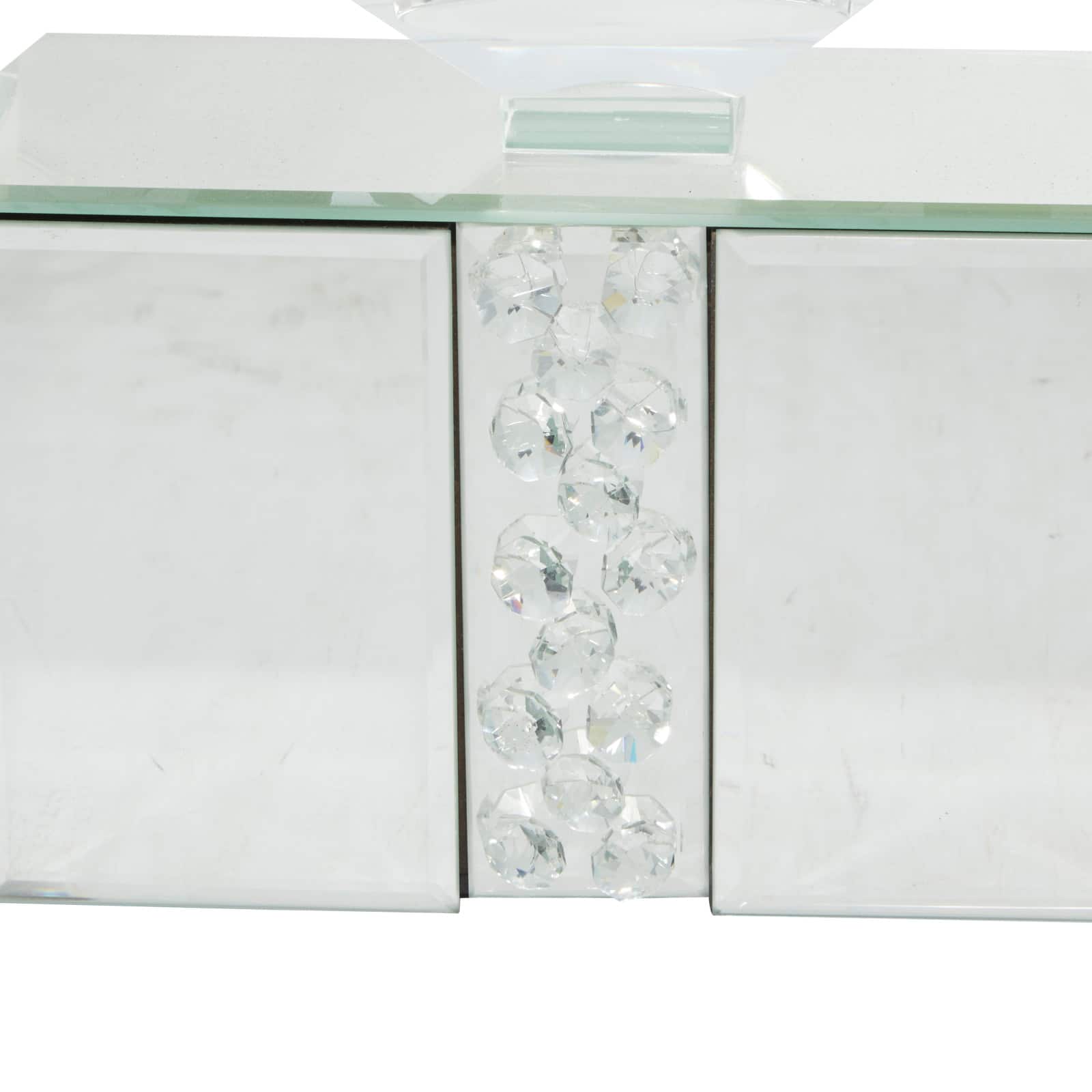 24" Clear Wood Glam Candlestick Holder