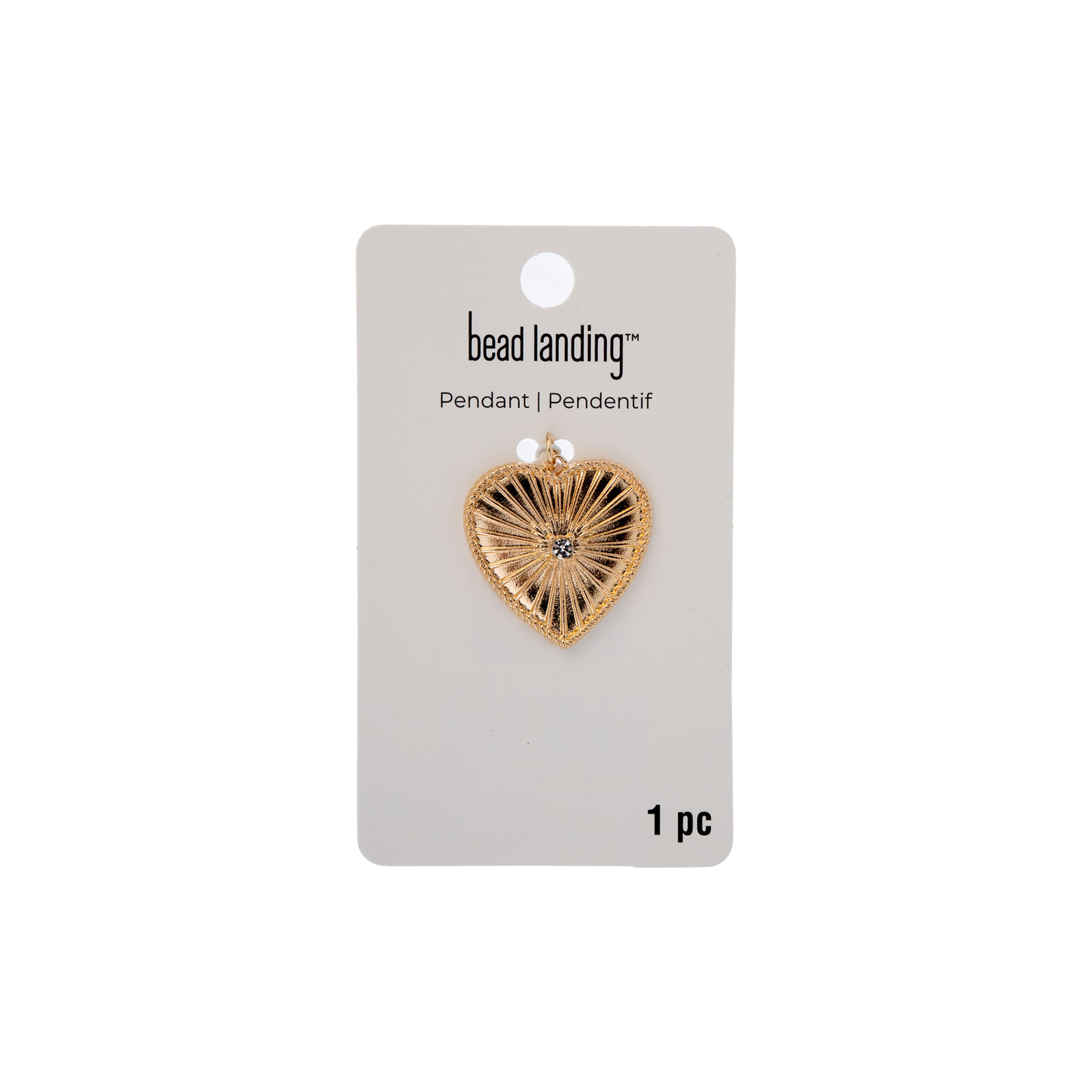 Gold & Rhinestone Starburst Metal Heart Pendant by Bead Landing™