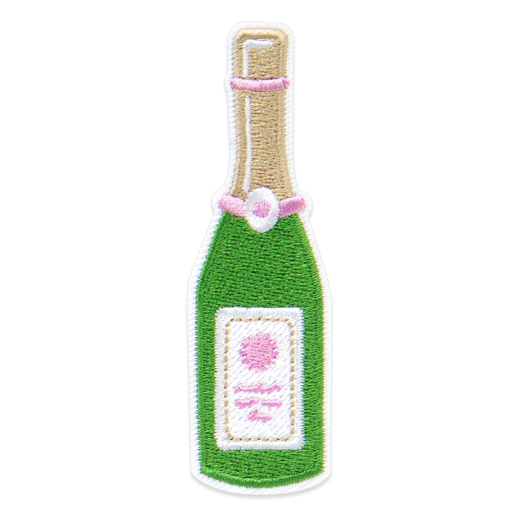 Champagne Bottle Embroidered Iron-On & Adhesive Patch by Make Market®