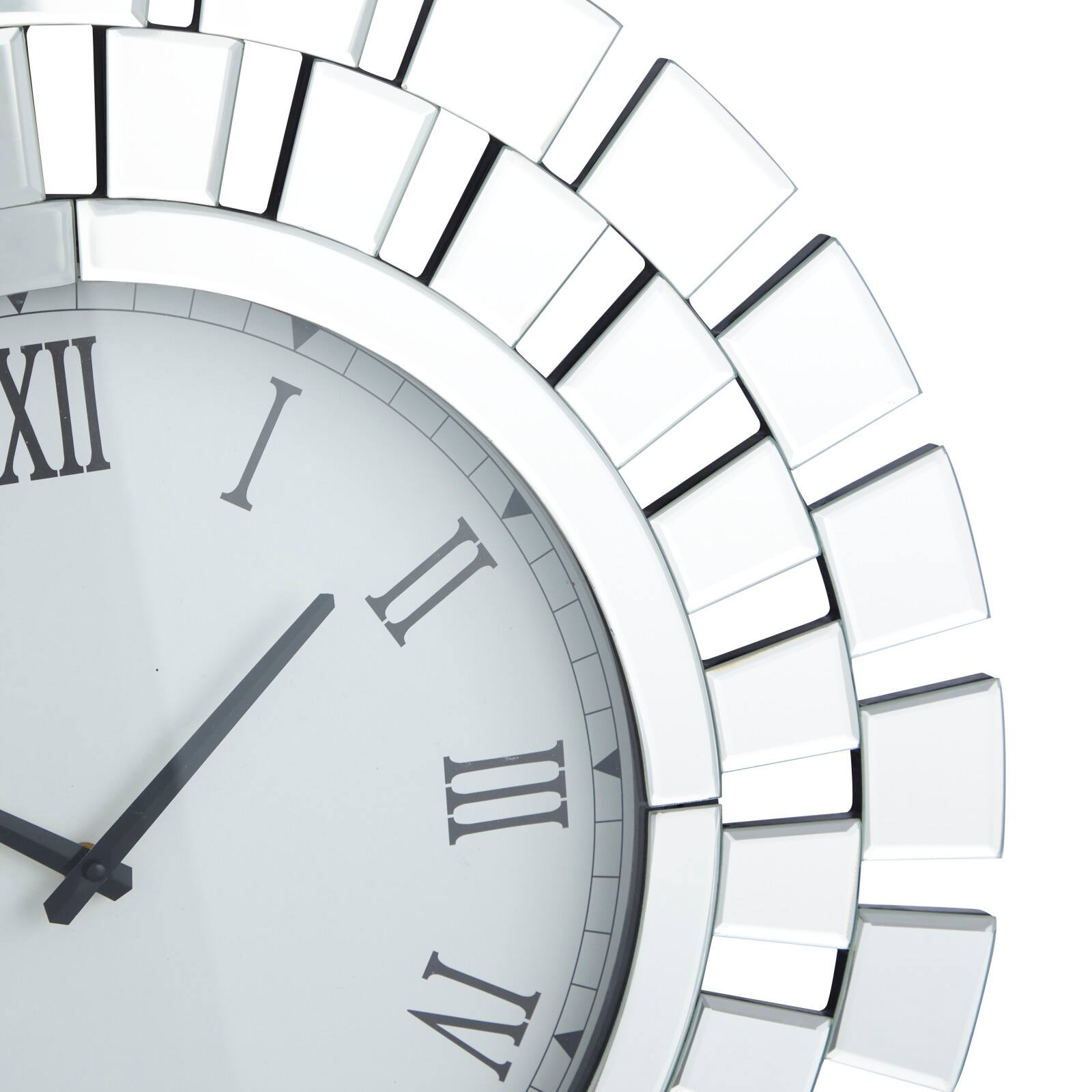 Silver MDF Glam Wall Clock, 24" x 2" x 24"