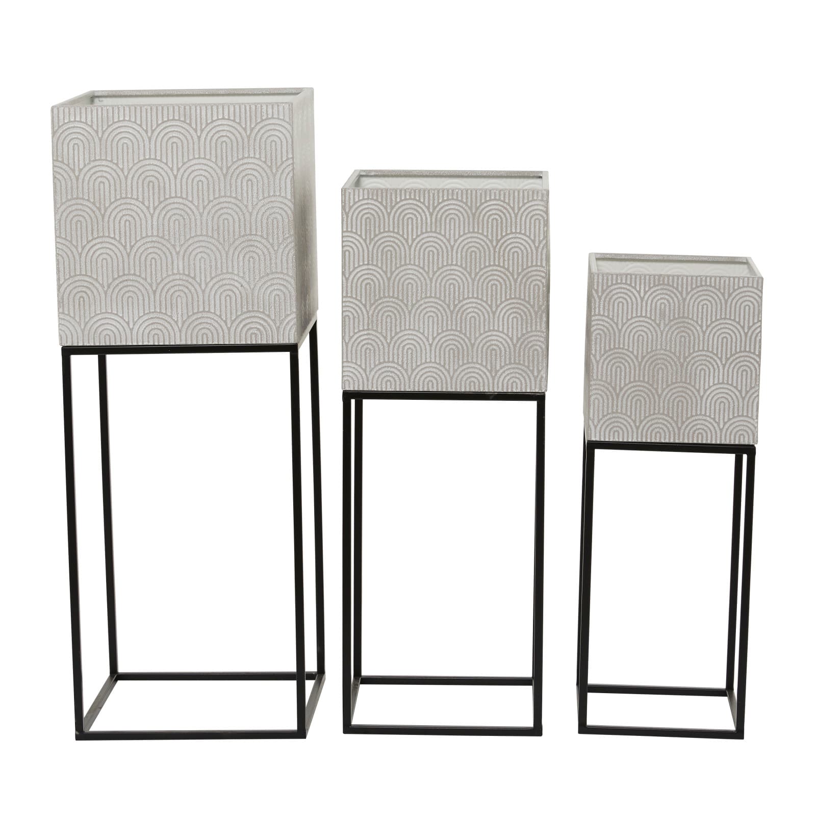 Light Gray Metal Modern Planter Set