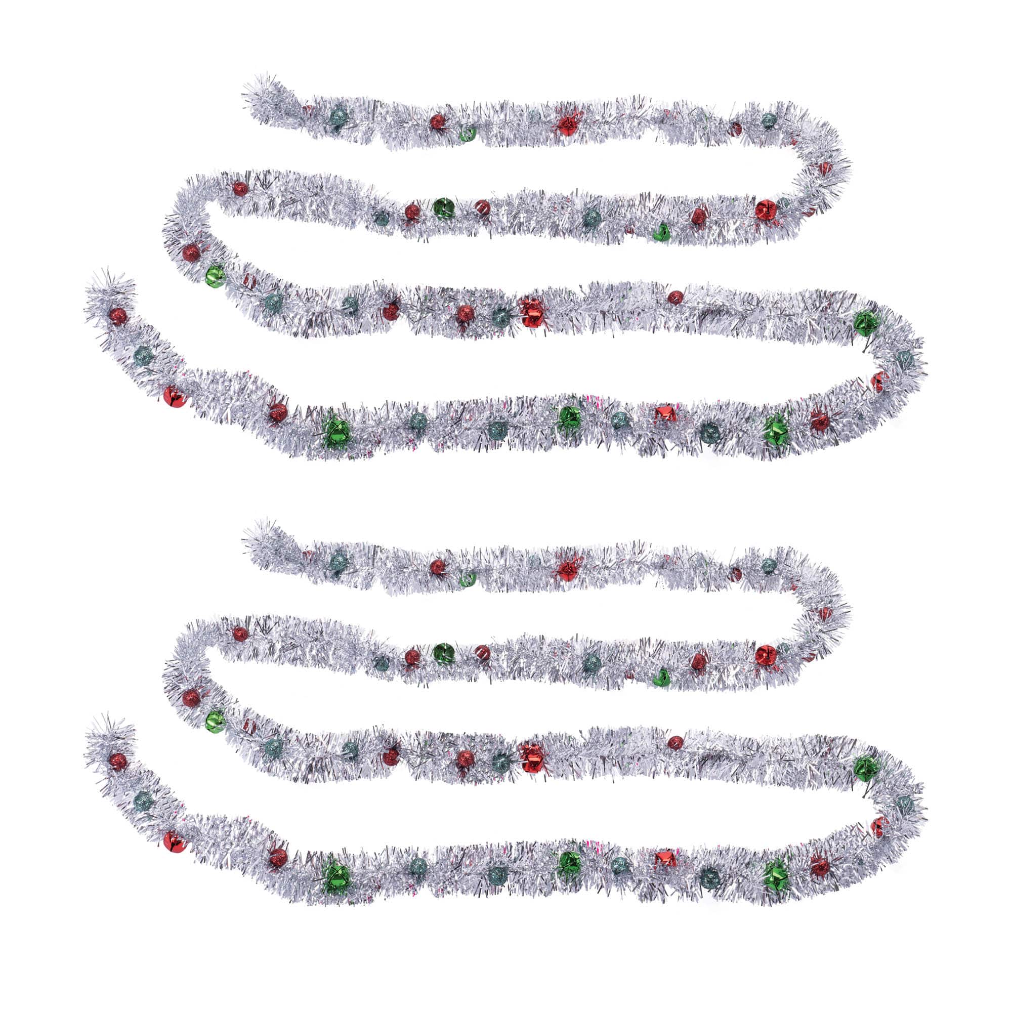 70" Tinsel Sleigh Bell Ornament Garlands, 6ct.