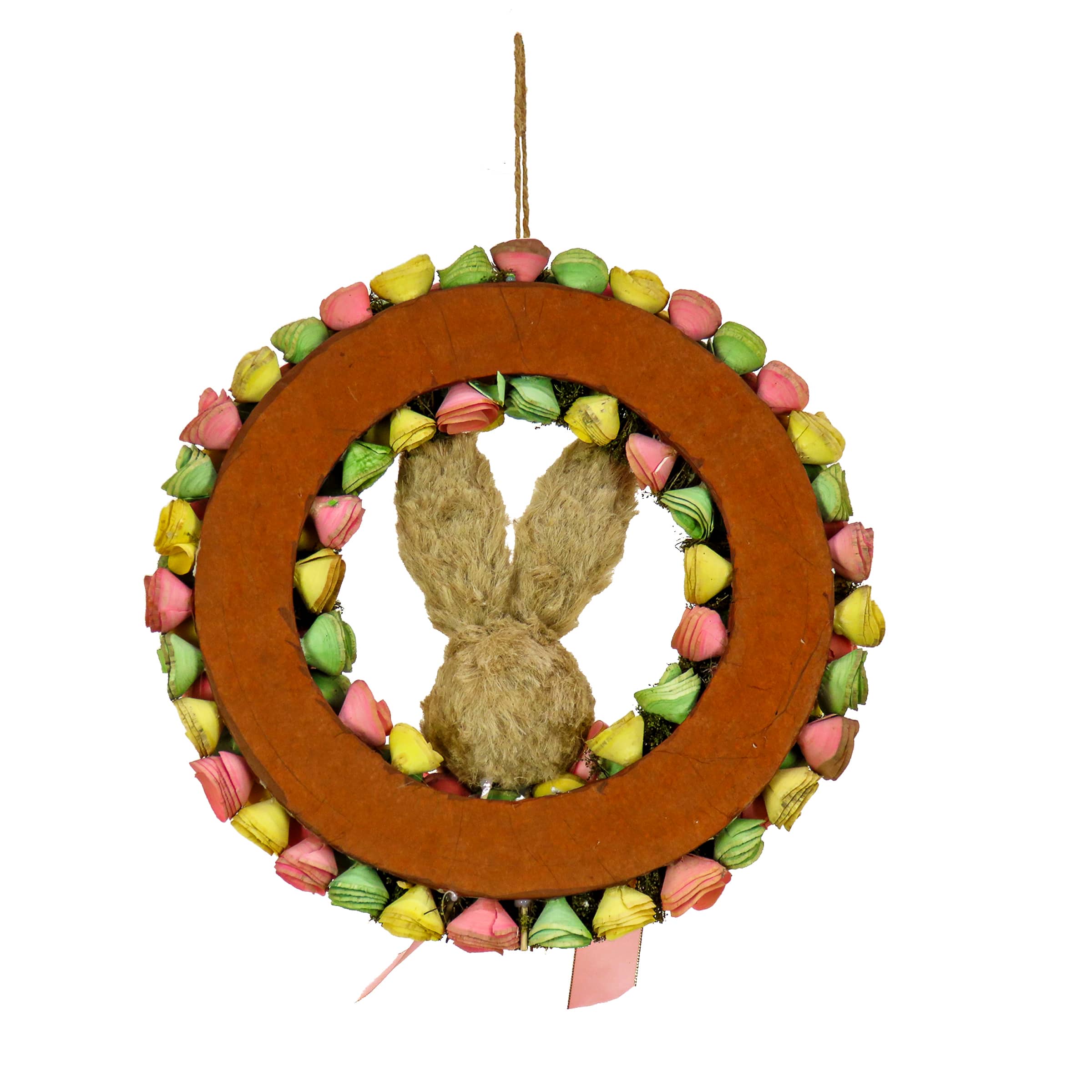 16" Floral Wreath with Bunny Head Center