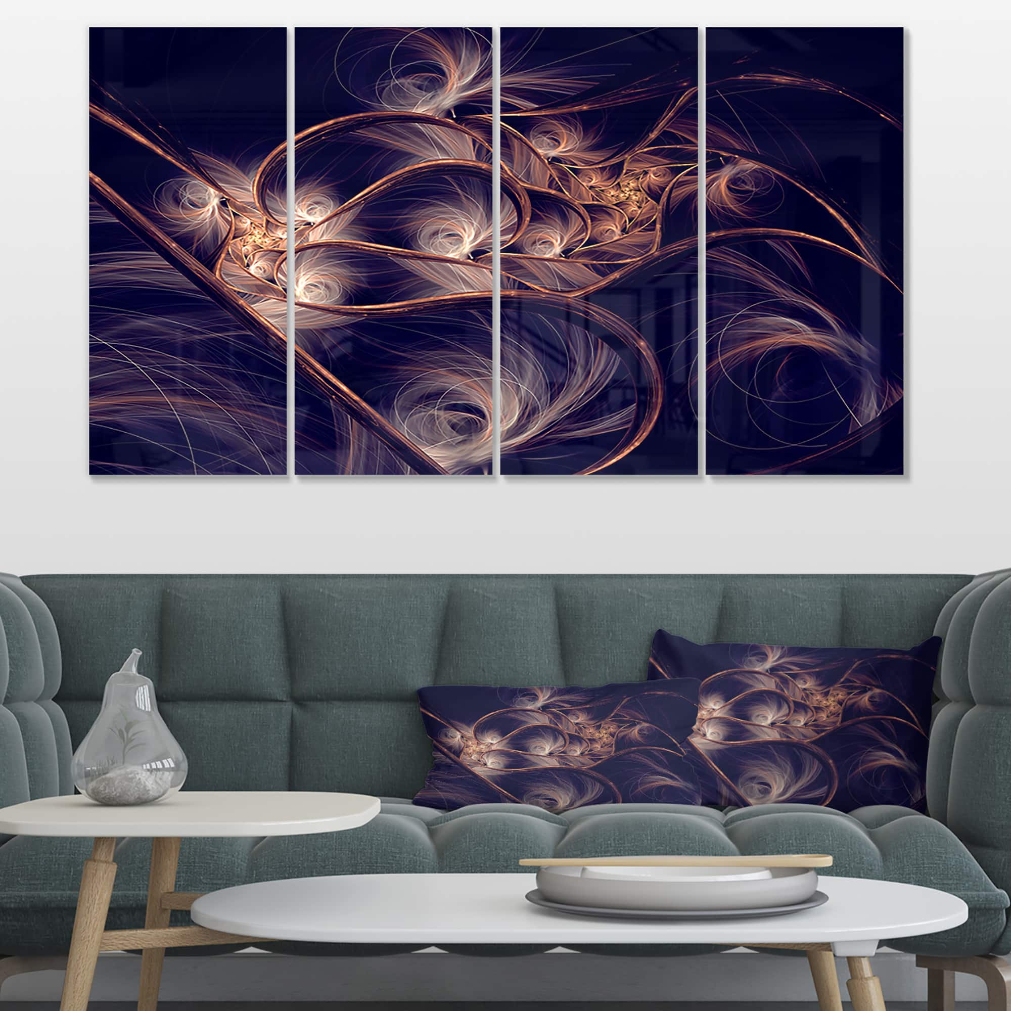 Designart - Dark Gold Fractal Flower Pattern
