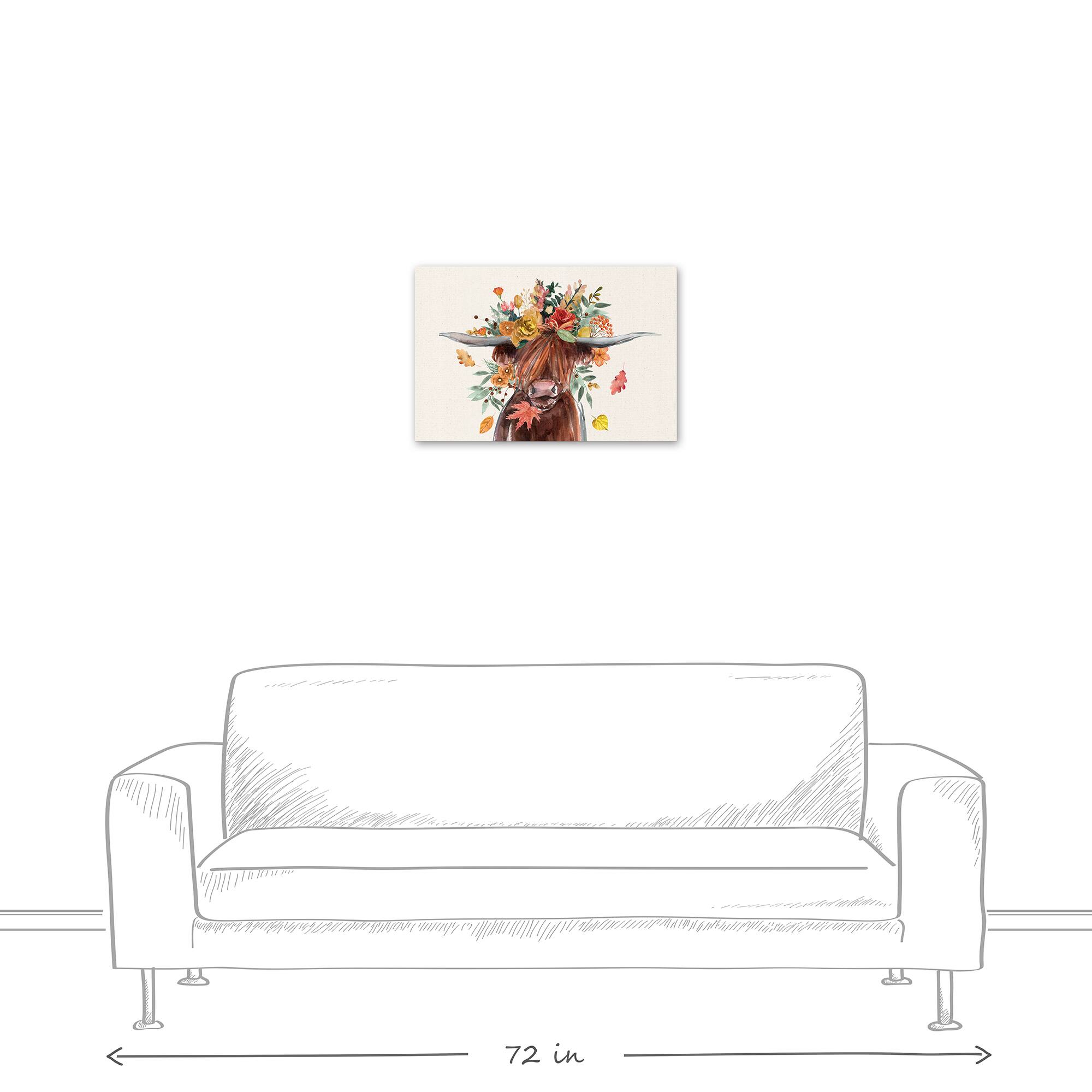 Autumn Cow Canvas Wall Art
