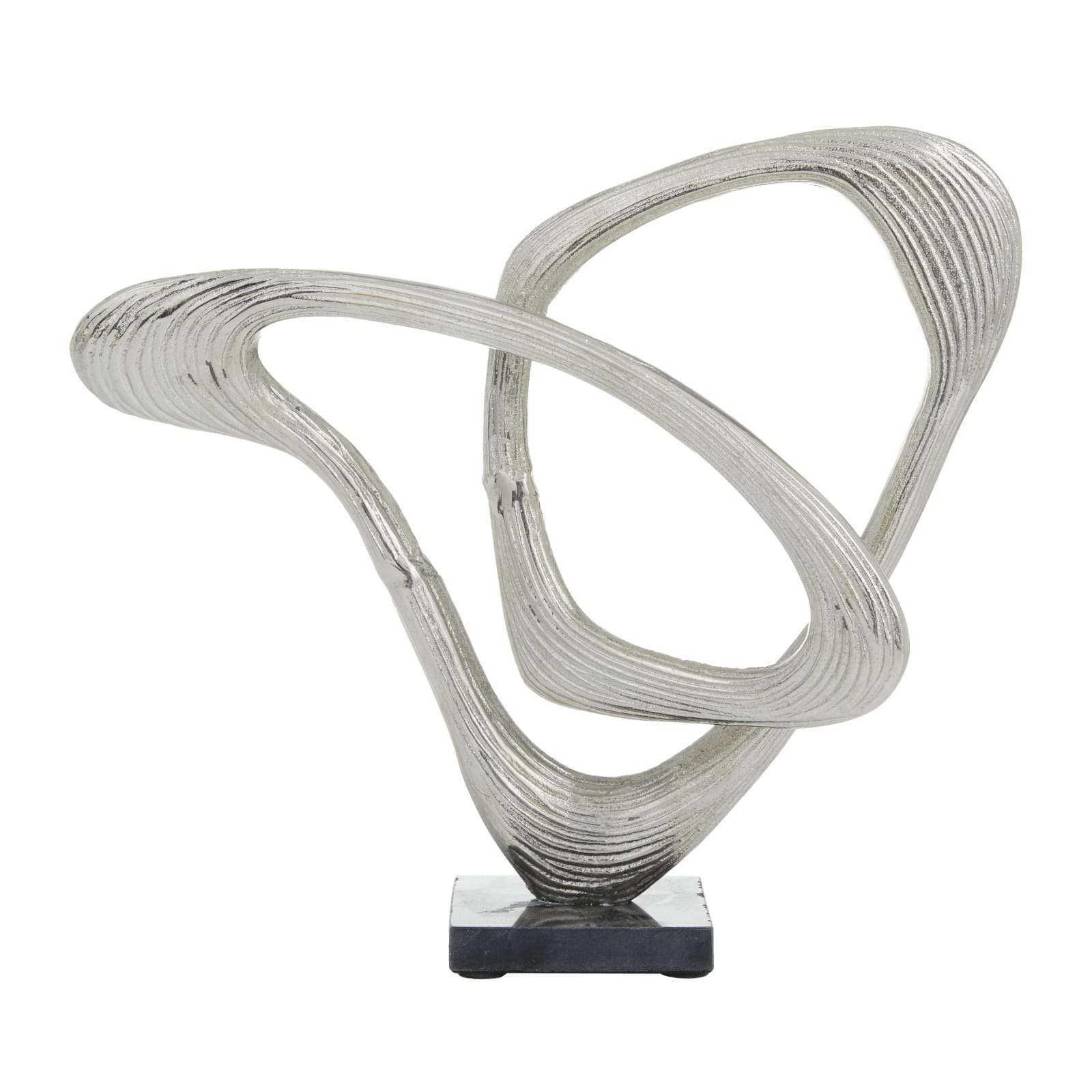 Silver Aluminum Modern Sculpture, 13" x 14" x 6"